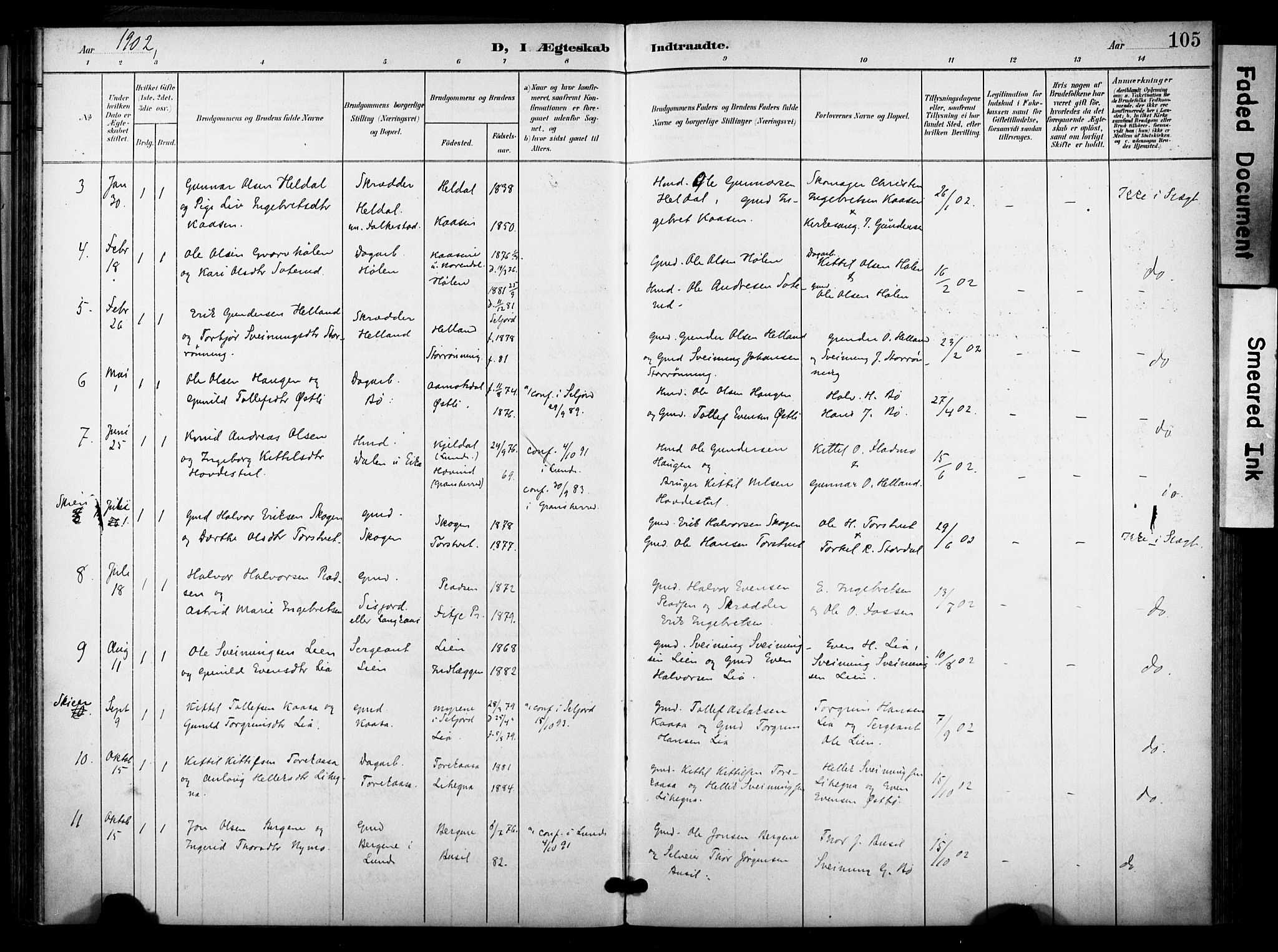 Bø kirkebøker, SAKO/A-257/F/Fa/L0012: Parish register (official) no. 12, 1900-1908, p. 105