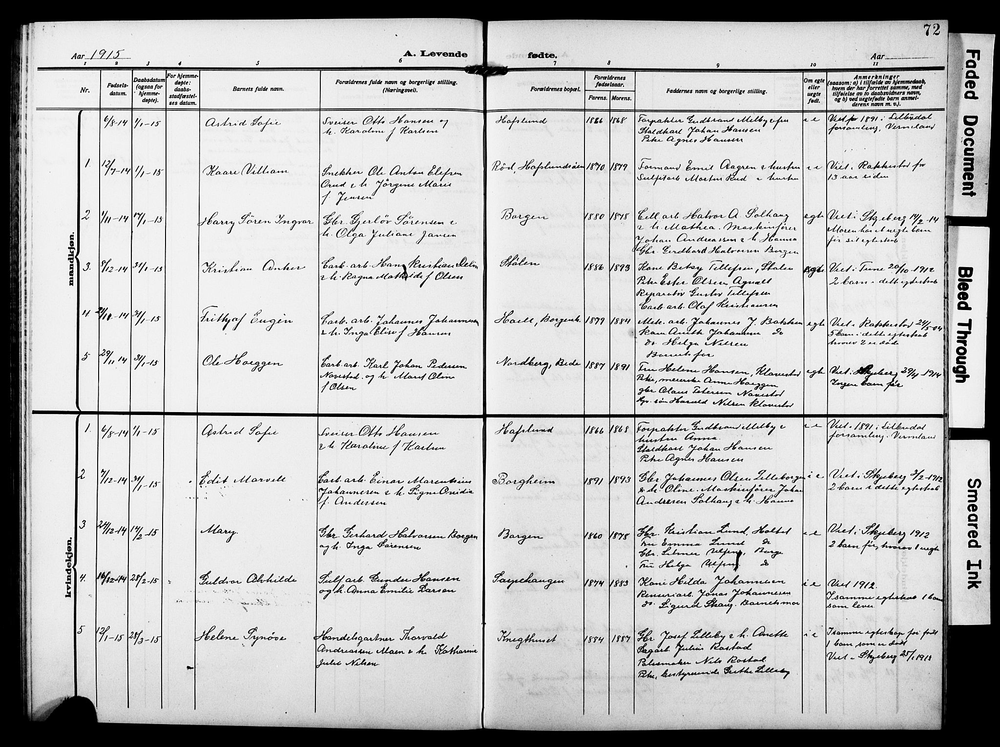 Skjeberg prestekontor Kirkebøker, SAO/A-10923/G/Gd/L0001: Parish register (copy) no. IV 1, 1907-1917, p. 72