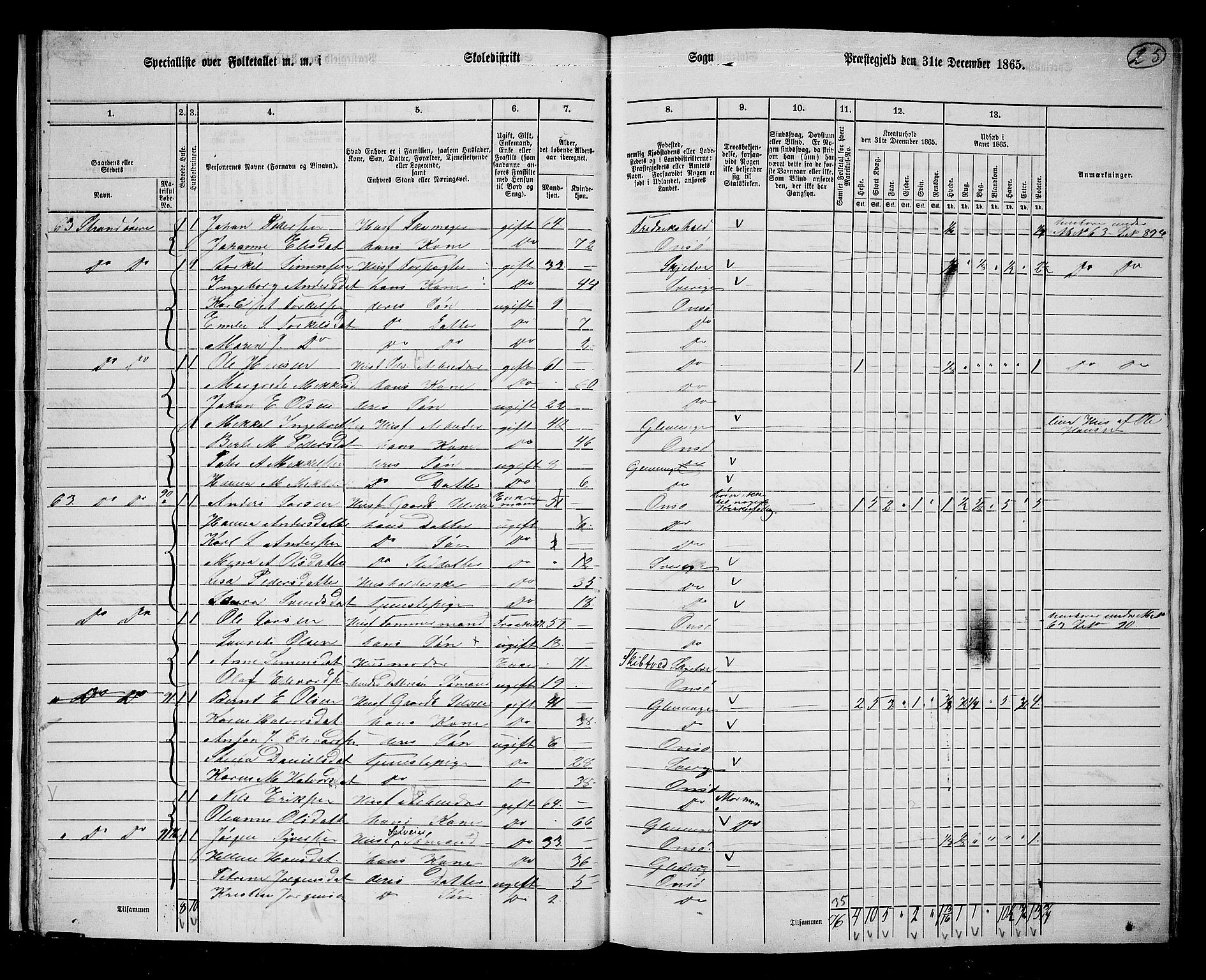 RA, 1865 census for Onsøy, 1865, p. 29