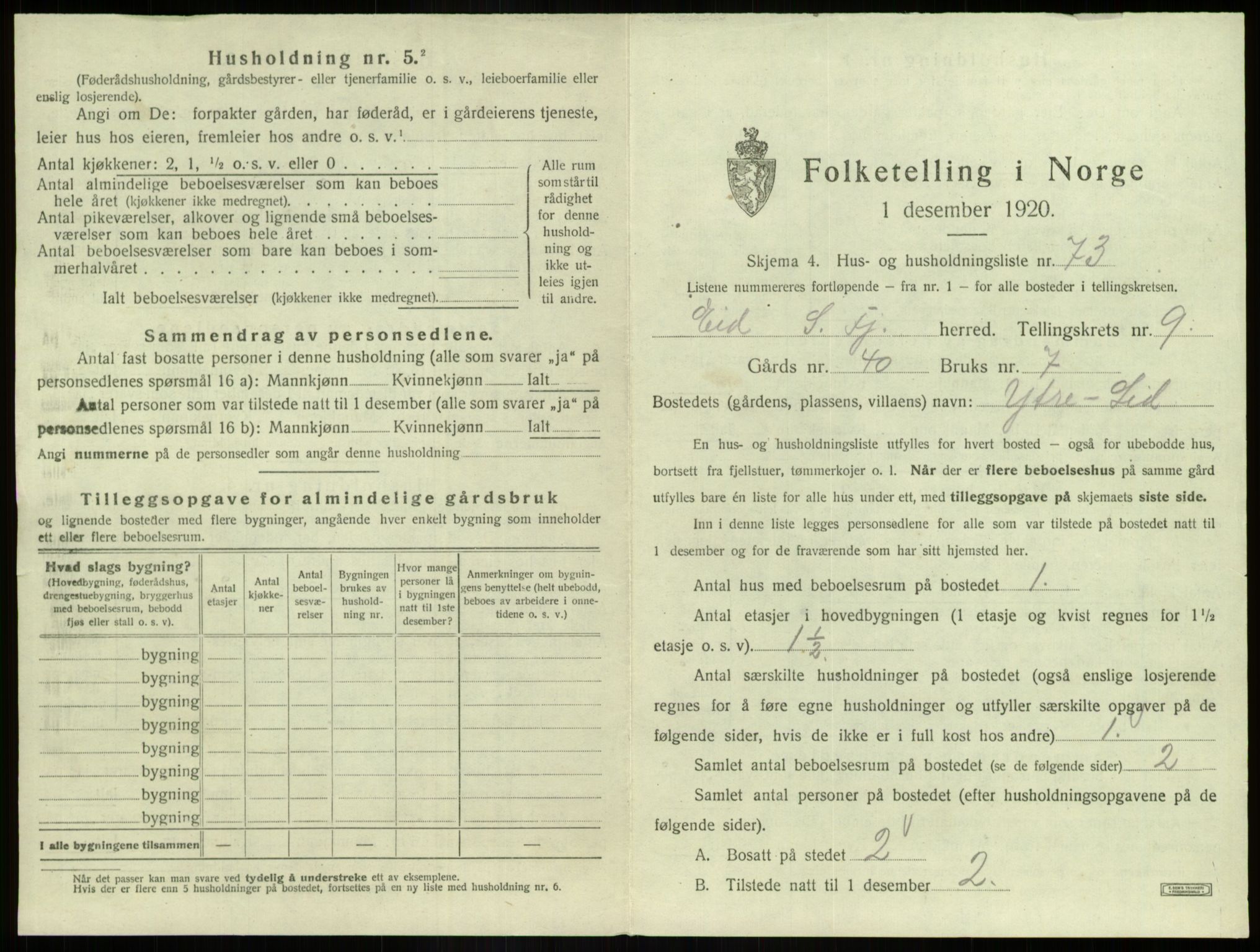 SAB, 1920 census for Eid, 1920, p. 669