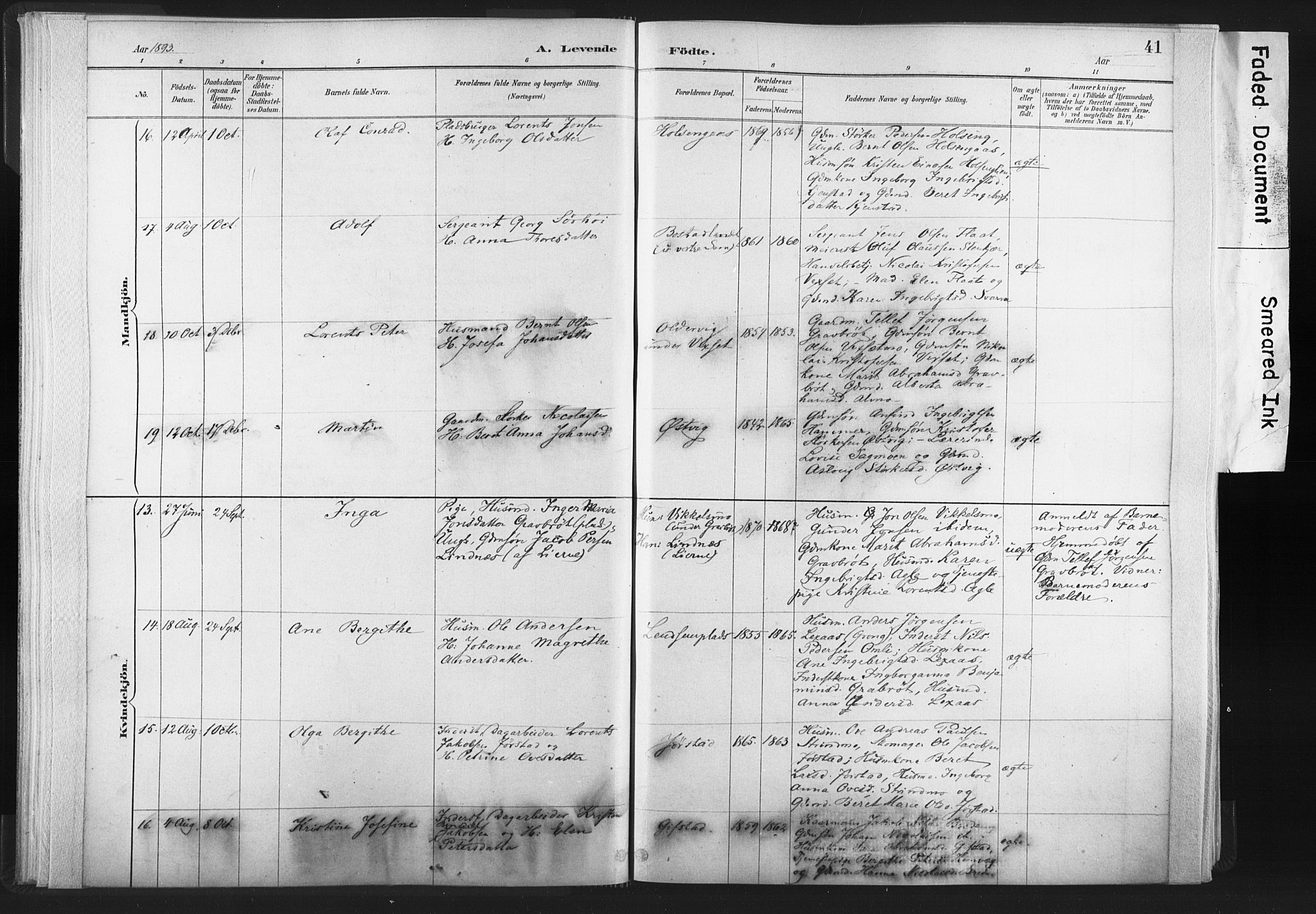 Ministerialprotokoller, klokkerbøker og fødselsregistre - Nord-Trøndelag, AV/SAT-A-1458/749/L0474: Parish register (official) no. 749A08, 1887-1903, p. 41