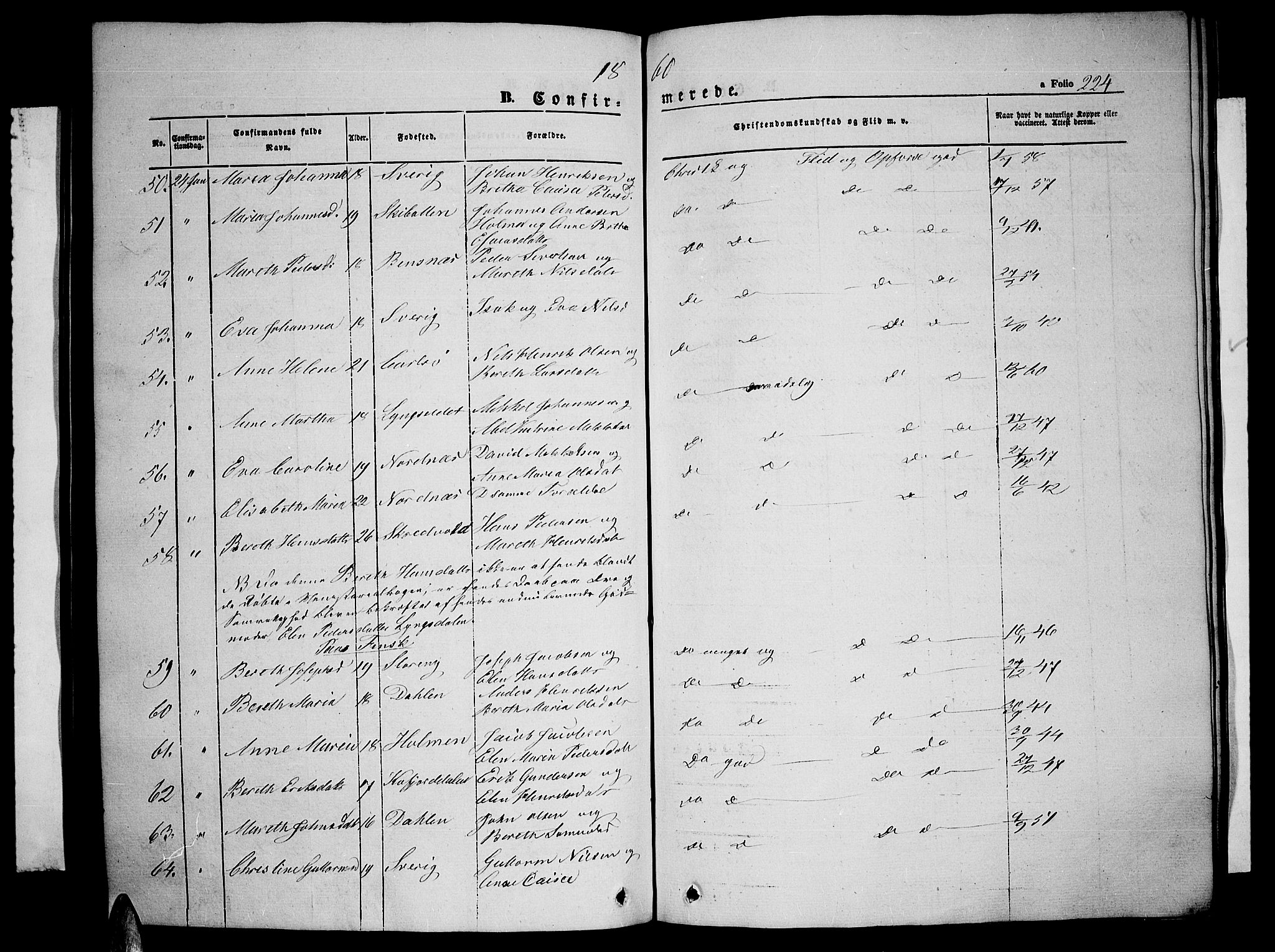 Lyngen sokneprestembete, SATØ/S-1289/H/He/Heb/L0002klokker: Parish register (copy) no. 2, 1839-1860, p. 224