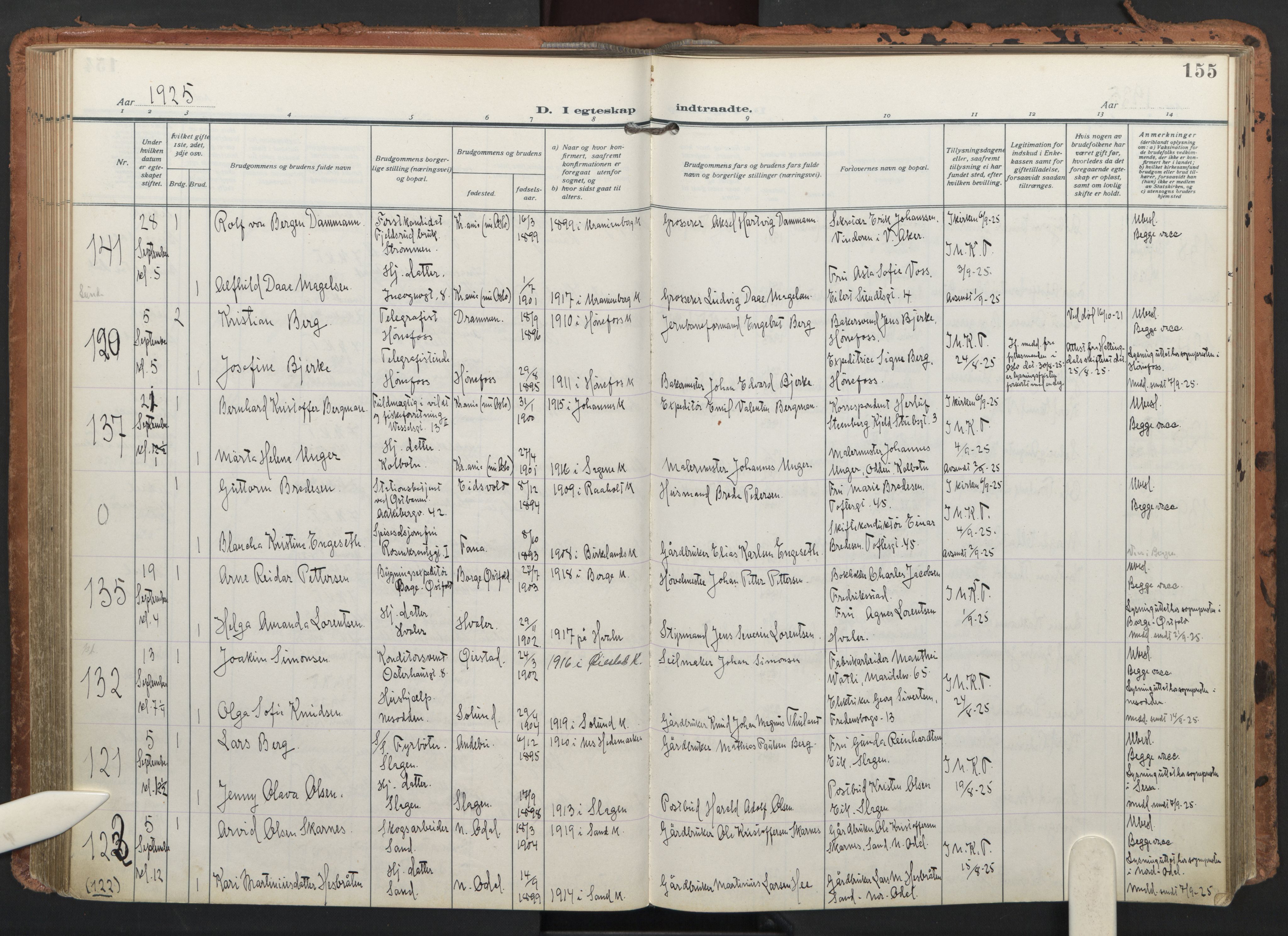 Trefoldighet prestekontor Kirkebøker, AV/SAO-A-10882/F/Fc/L0008: Parish register (official) no. III 8, 1920-1932, p. 155