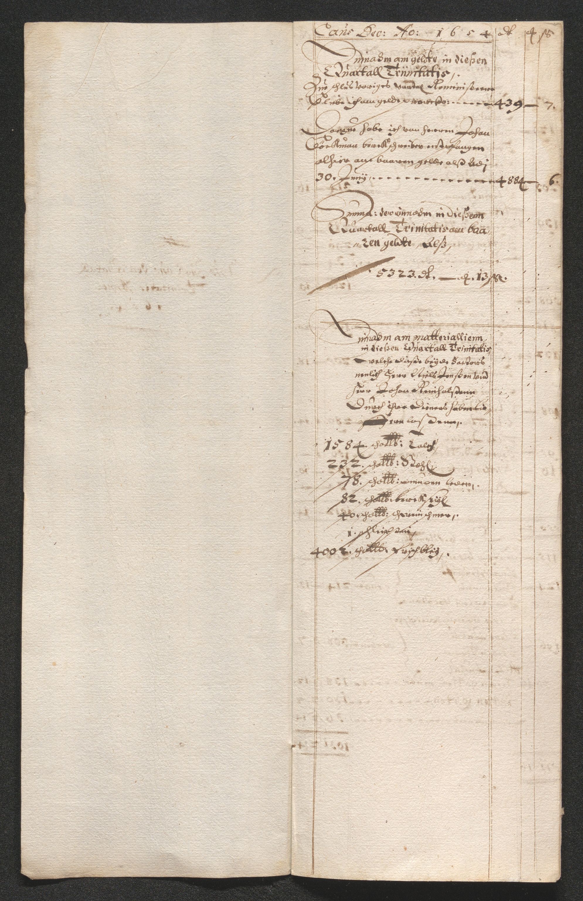 Kongsberg Sølvverk 1623-1816, SAKO/EA-3135/001/D/Dc/Dcd/L0034: Utgiftsregnskap for gruver m.m. , 1651-1659, p. 259