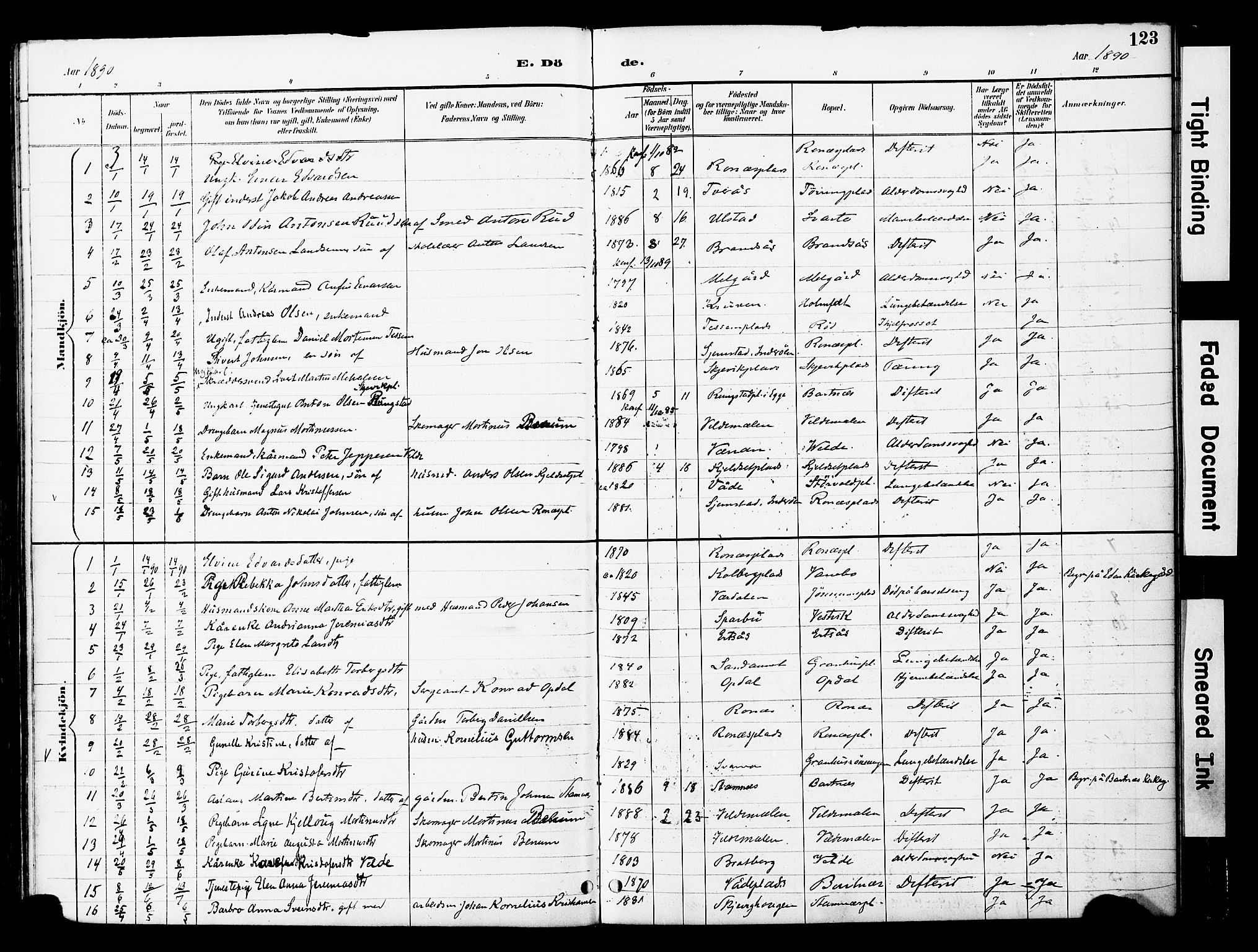 Ministerialprotokoller, klokkerbøker og fødselsregistre - Nord-Trøndelag, AV/SAT-A-1458/741/L0396: Parish register (official) no. 741A10, 1889-1901, p. 123