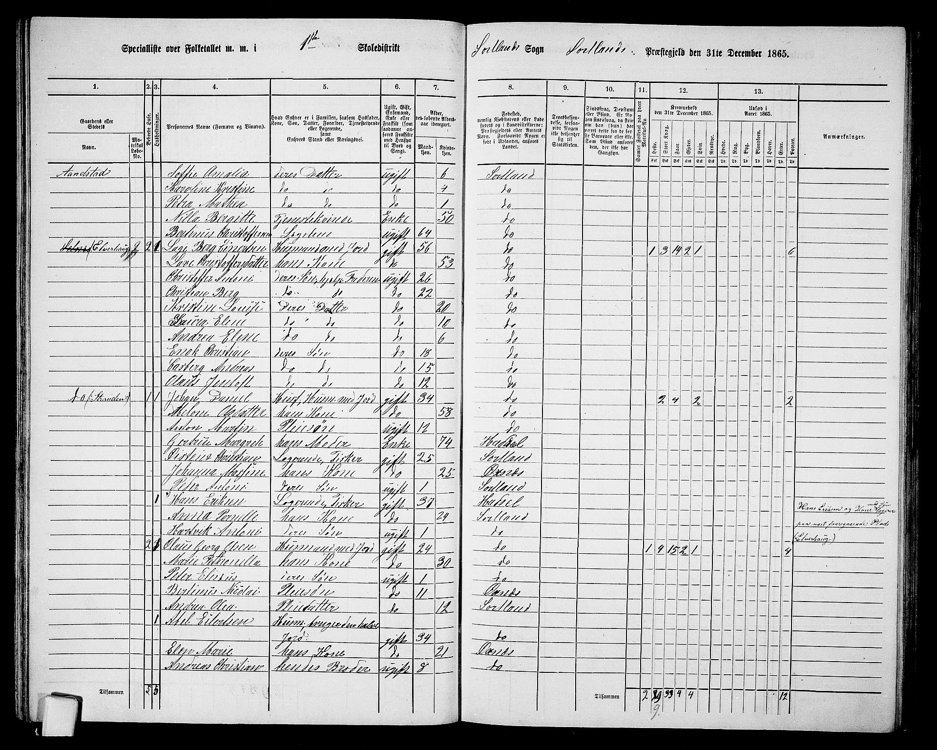 RA, 1865 census for Sortland, 1865, p. 47