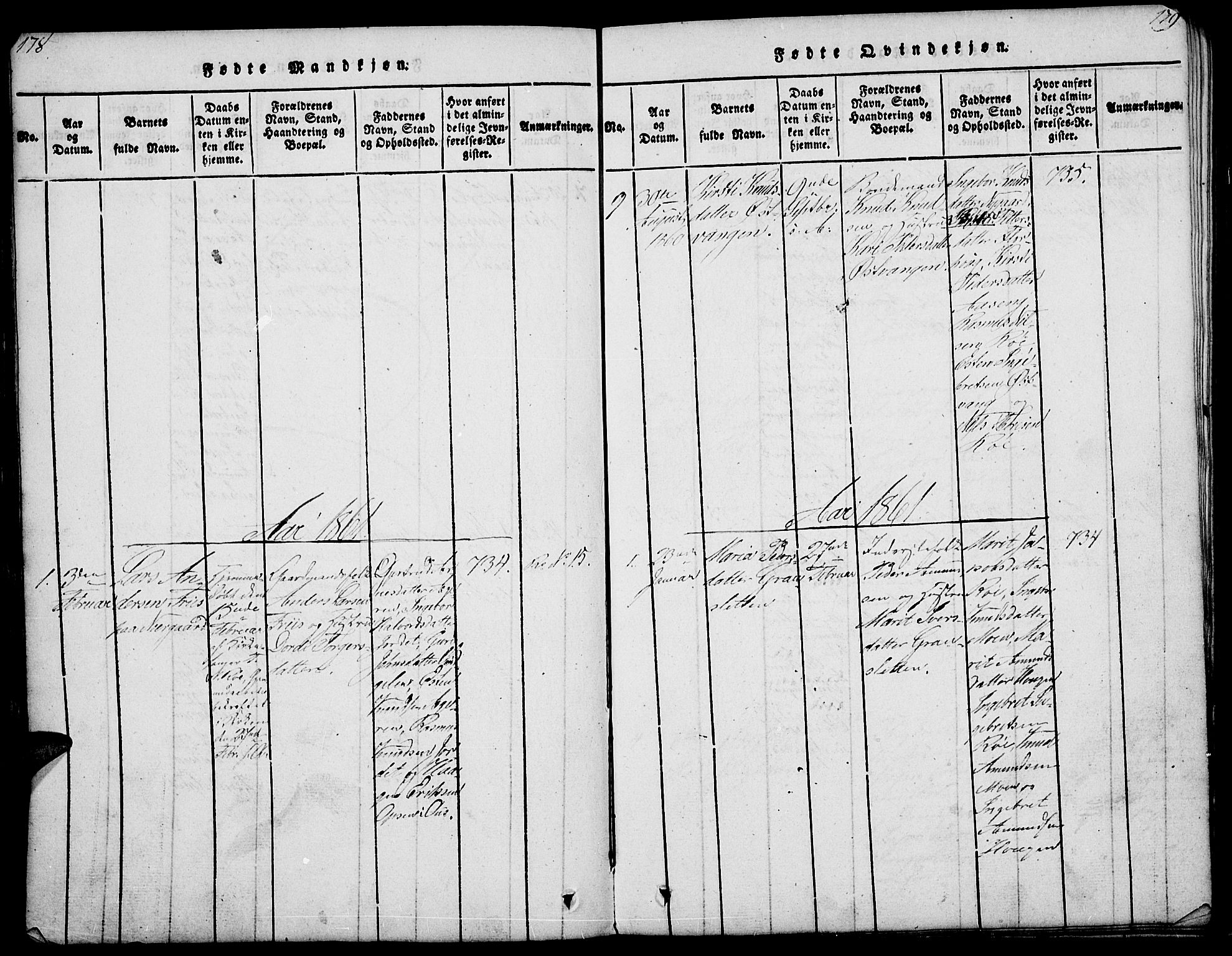 Tolga prestekontor, SAH/PREST-062/L/L0003: Parish register (copy) no. 3, 1815-1862, p. 178-179