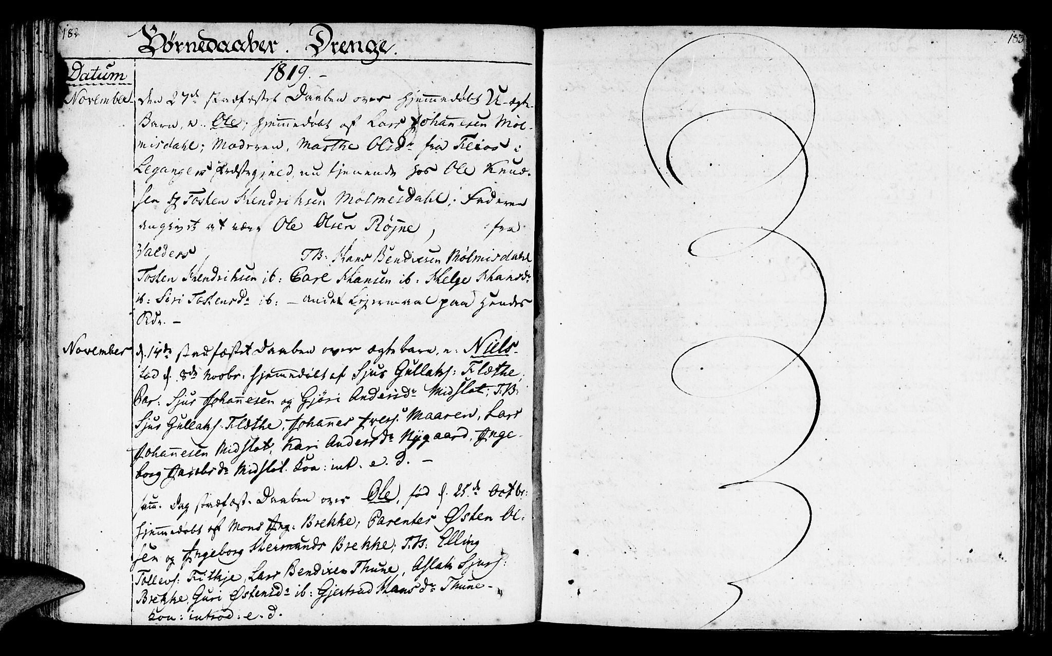 Lavik sokneprestembete, SAB/A-80901: Parish register (official) no. A 1, 1809-1822, p. 182-183