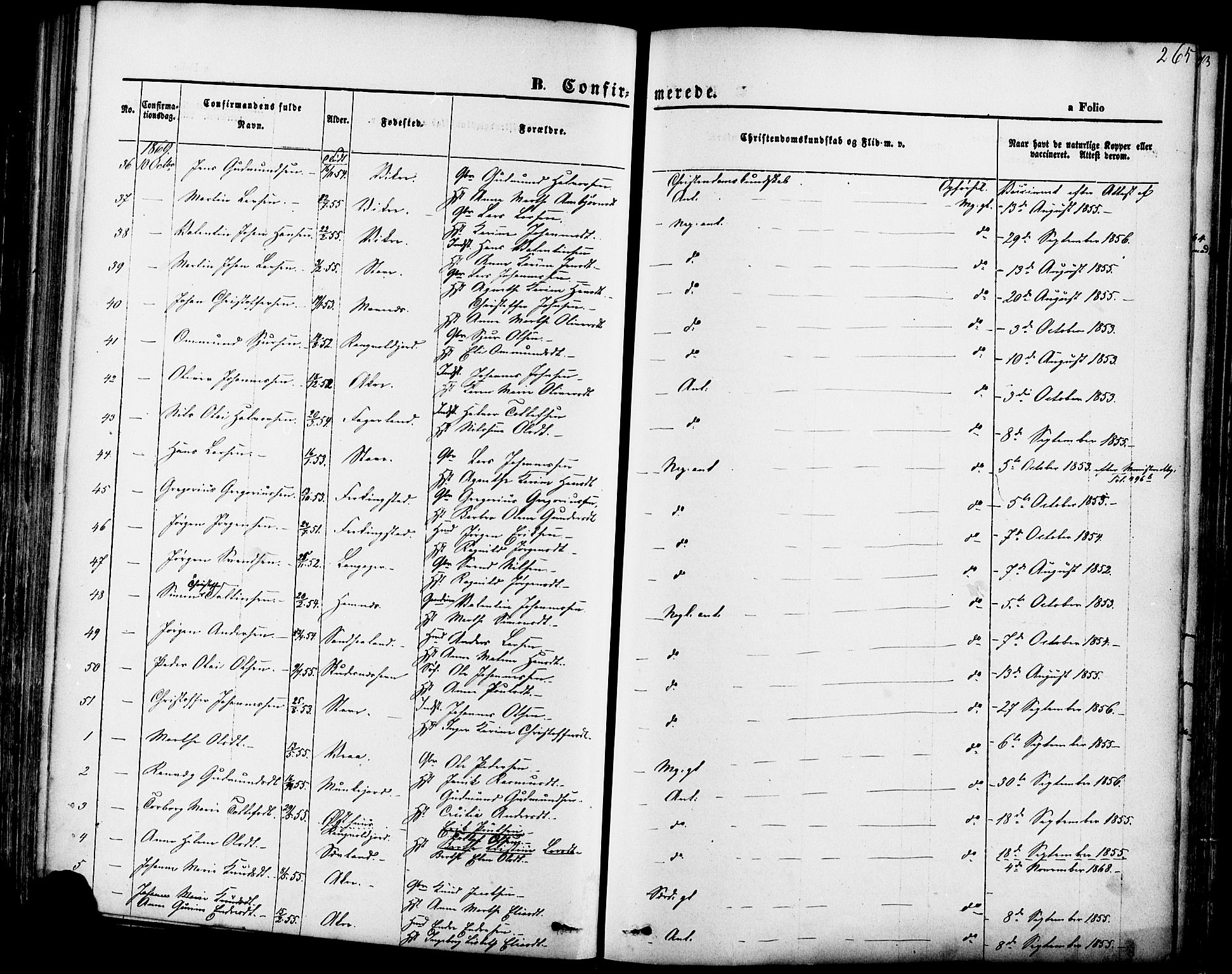 Skudenes sokneprestkontor, SAST/A -101849/H/Ha/Haa/L0006: Parish register (official) no. A 4, 1864-1881, p. 265