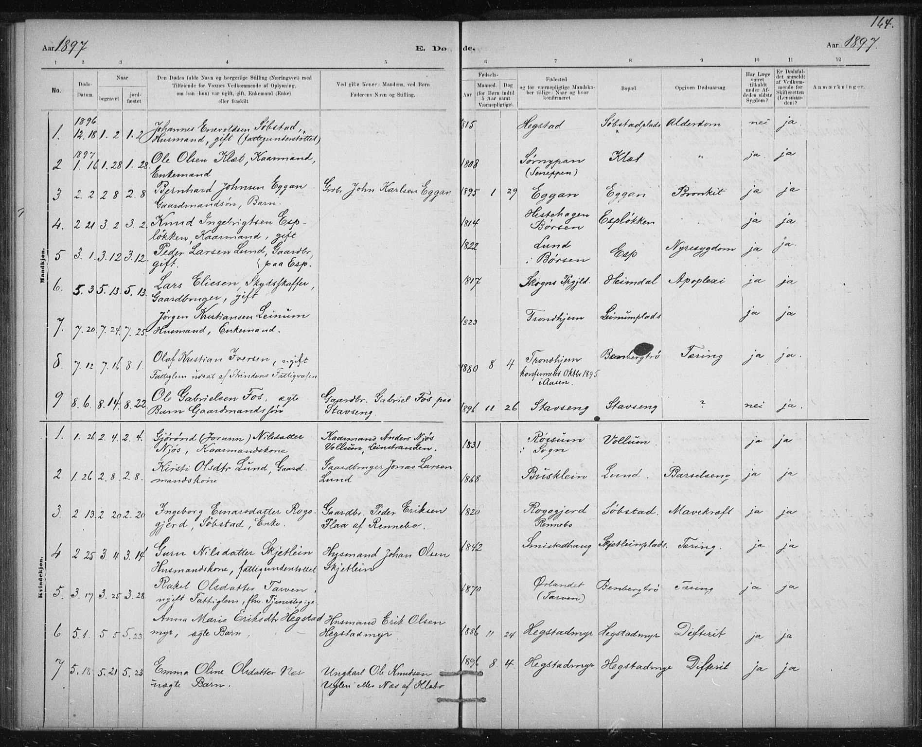 Ministerialprotokoller, klokkerbøker og fødselsregistre - Sør-Trøndelag, SAT/A-1456/613/L0392: Parish register (official) no. 613A01, 1887-1906, p. 164