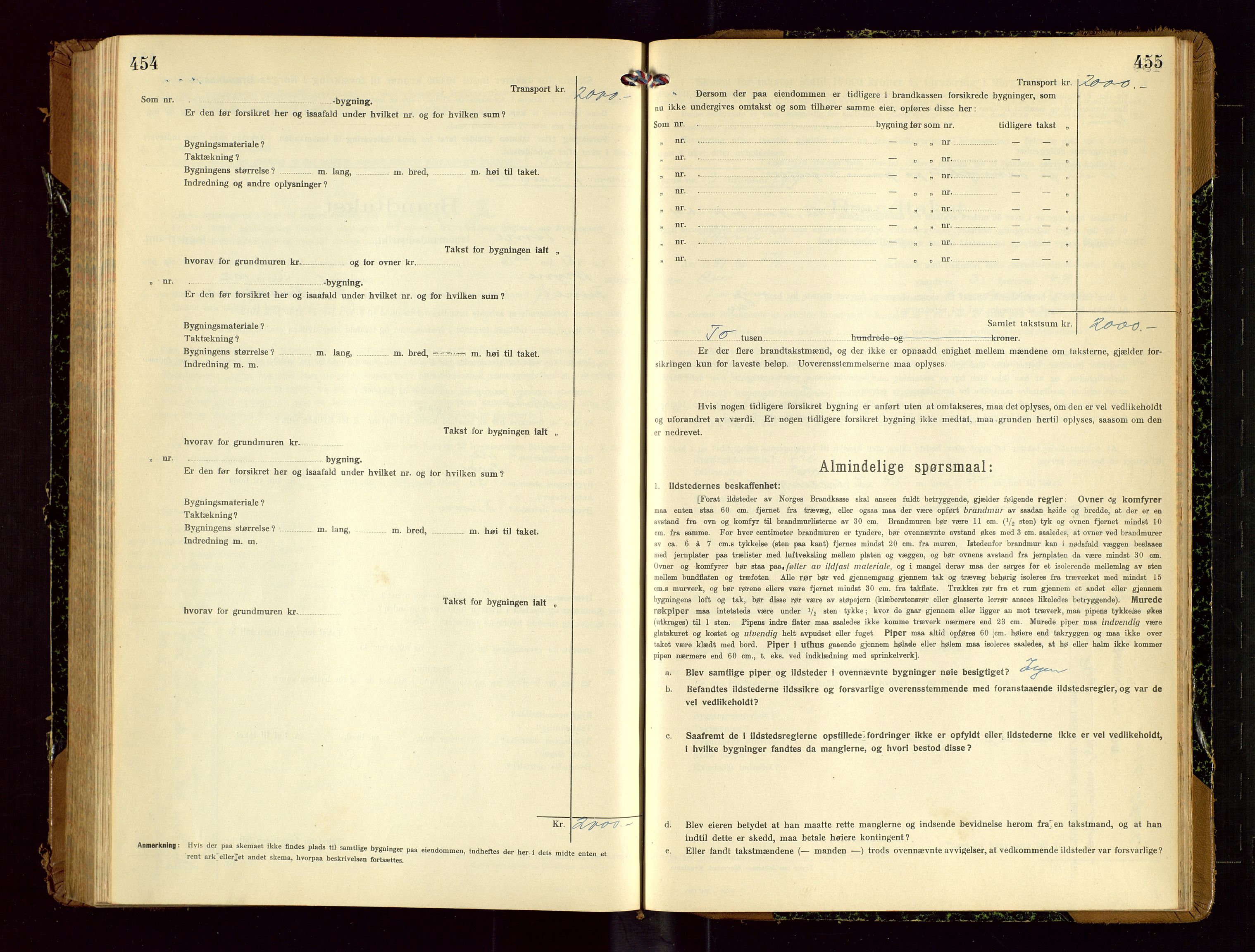 Time lensmannskontor, SAST/A-100420/Gob/L0002: Branntakstprotokoll, 1919-1952, p. 454-455