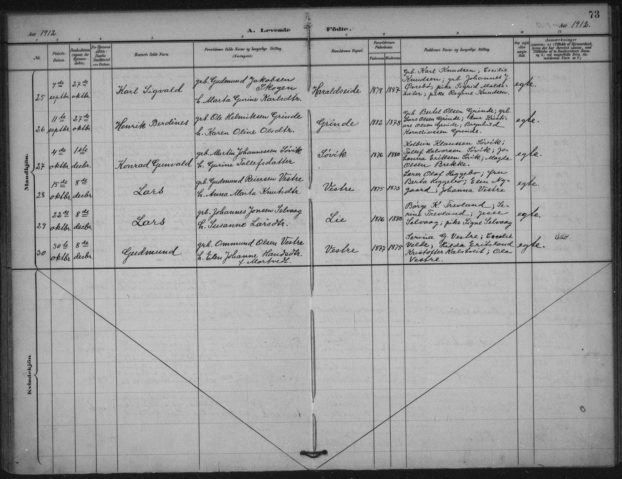 Skjold sokneprestkontor, AV/SAST-A-101847/H/Ha/Haa/L0011: Parish register (official) no. A 11, 1897-1914, p. 73