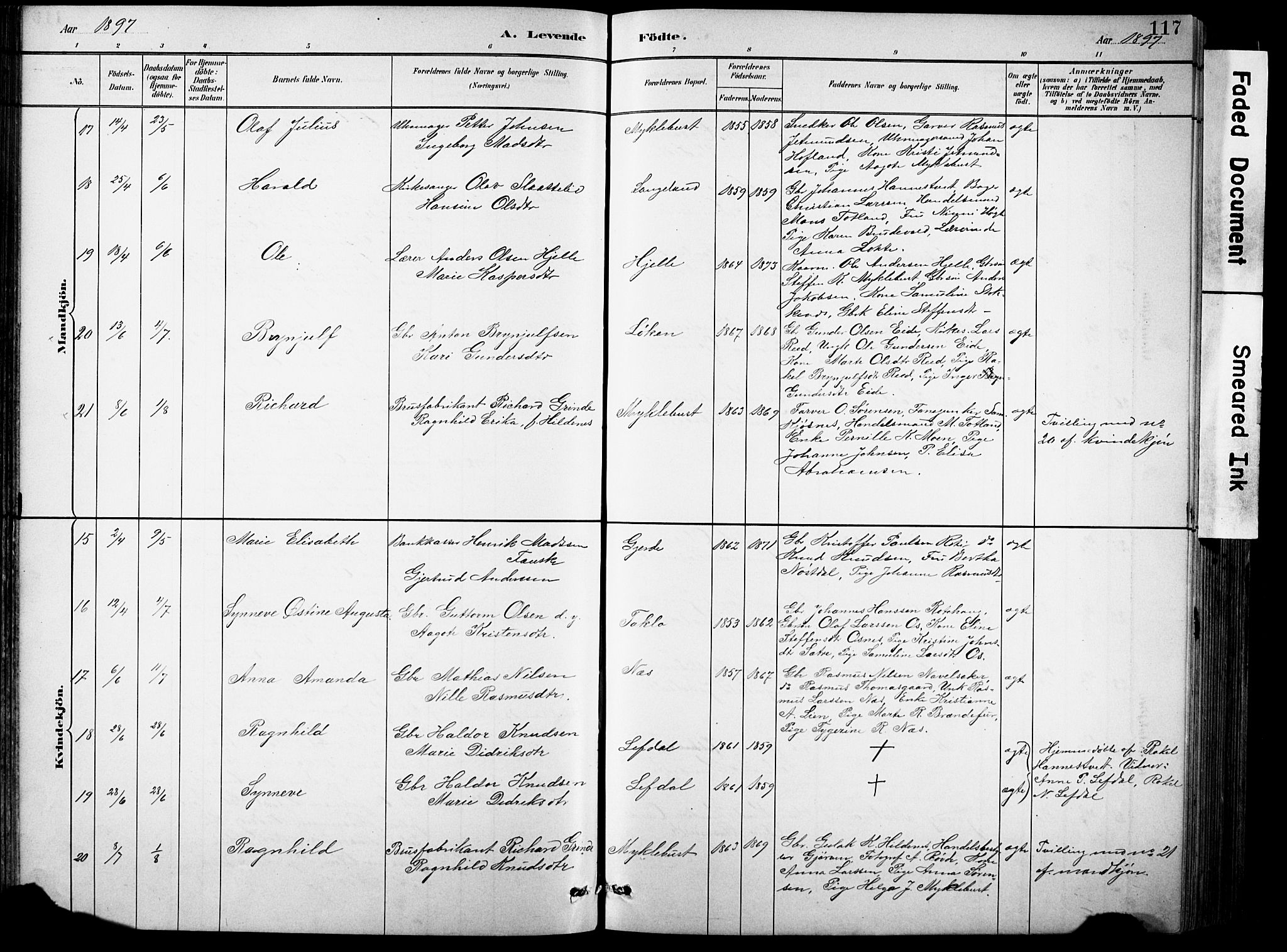 Eid sokneprestembete, AV/SAB-A-82301/H/Hab/Habb/L0002: Parish register (copy) no. B 2, 1882-1907, p. 117