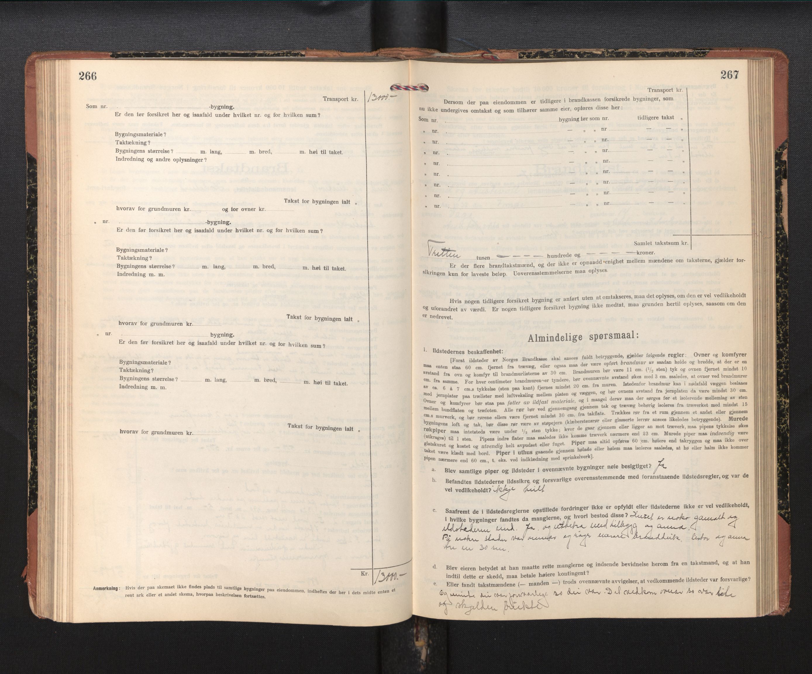 Lensmannen i Sund og Austevoll, SAB/A-35201/0012/L0004: Branntakstprotokoll, skjematakst, 1917-1949, p. 266-267