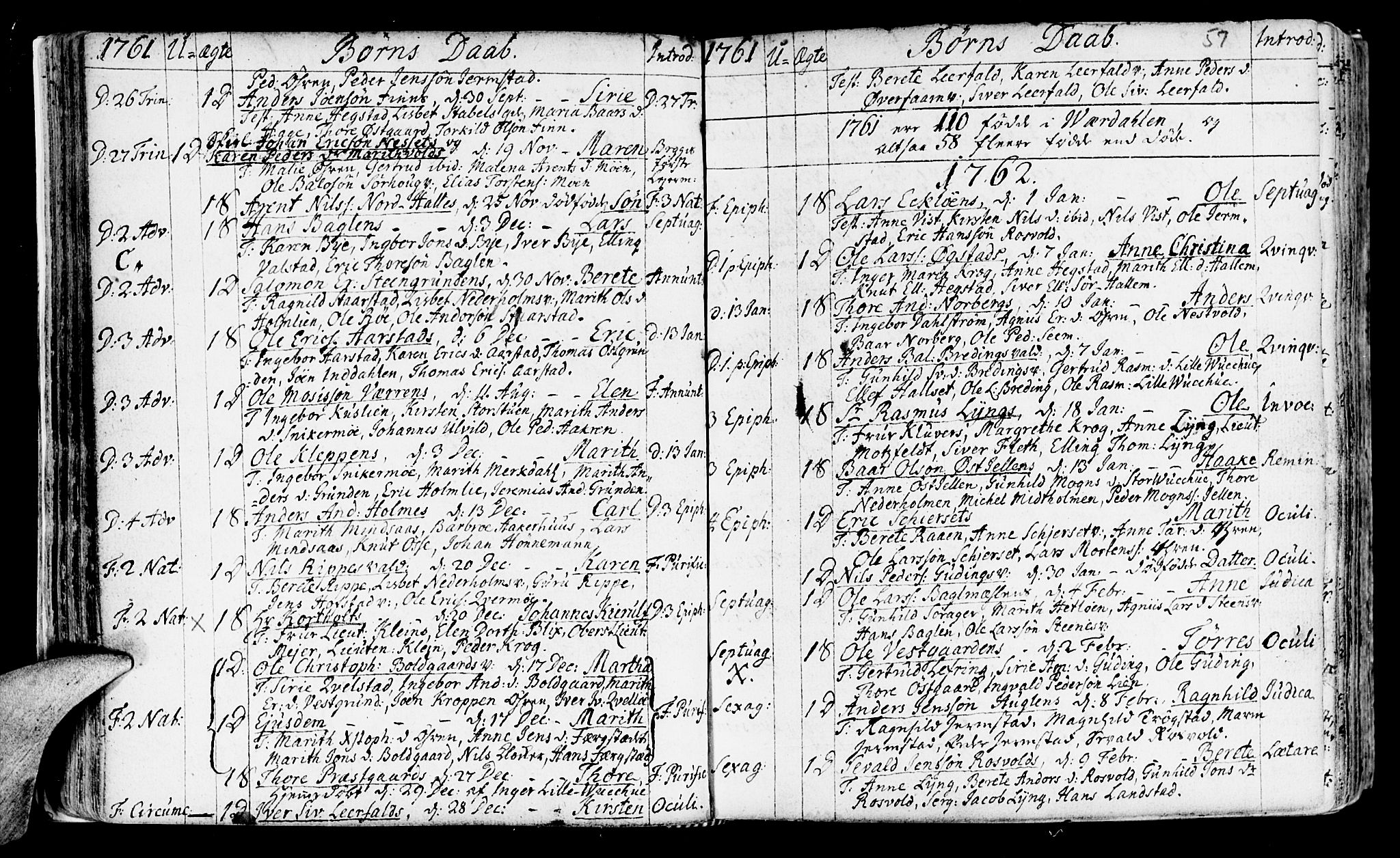 Ministerialprotokoller, klokkerbøker og fødselsregistre - Nord-Trøndelag, AV/SAT-A-1458/723/L0231: Parish register (official) no. 723A02, 1748-1780, p. 57