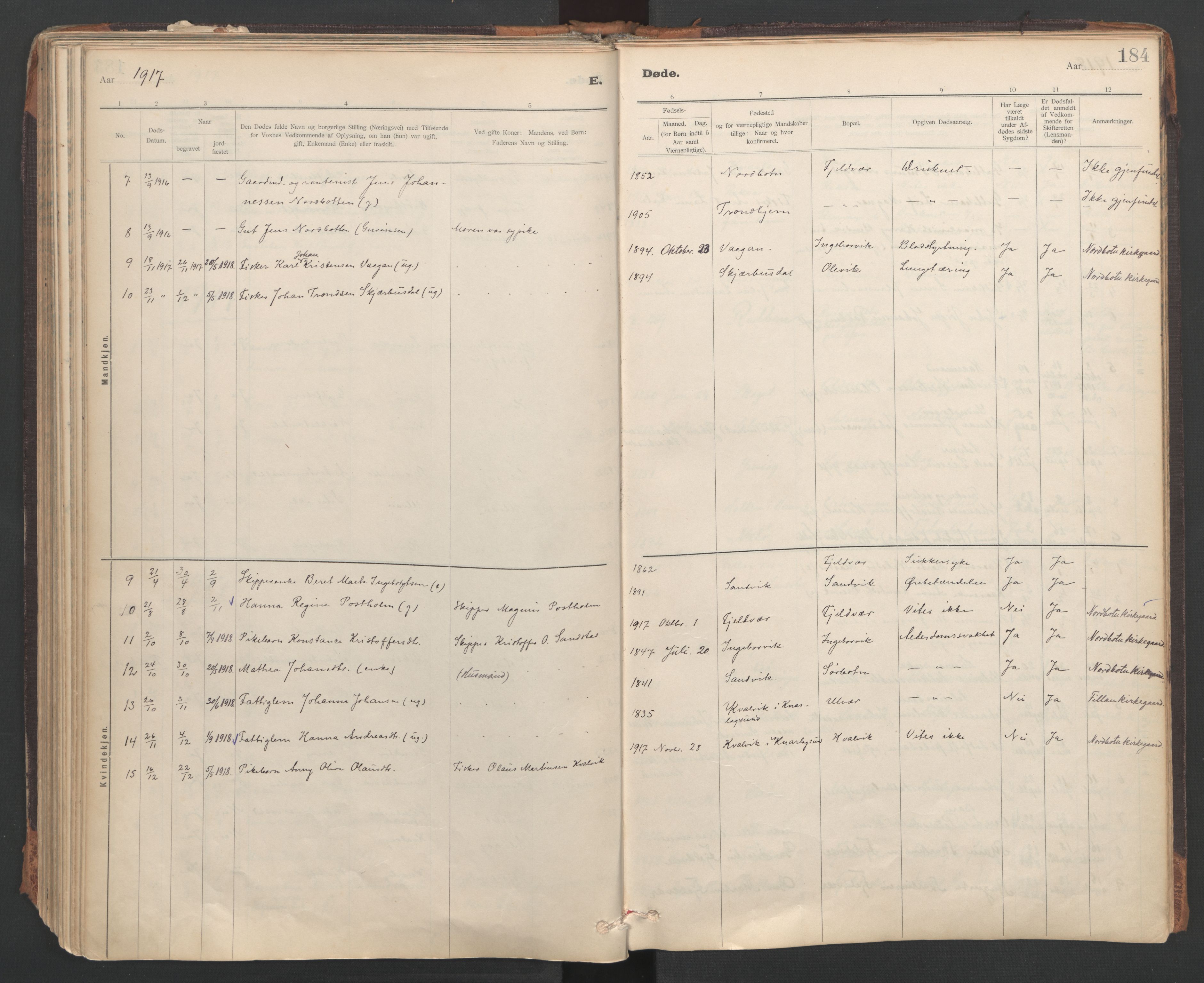 Ministerialprotokoller, klokkerbøker og fødselsregistre - Sør-Trøndelag, SAT/A-1456/637/L0559: Parish register (official) no. 637A02, 1899-1923, p. 184