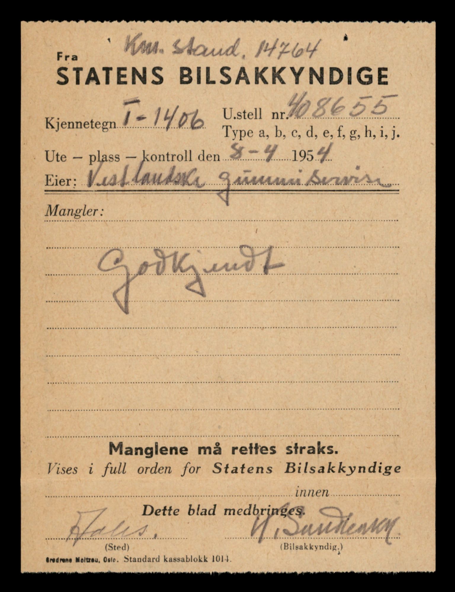 Møre og Romsdal vegkontor - Ålesund trafikkstasjon, AV/SAT-A-4099/F/Fe/L0012: Registreringskort for kjøretøy T 1290 - T 1450, 1927-1998, p. 2632