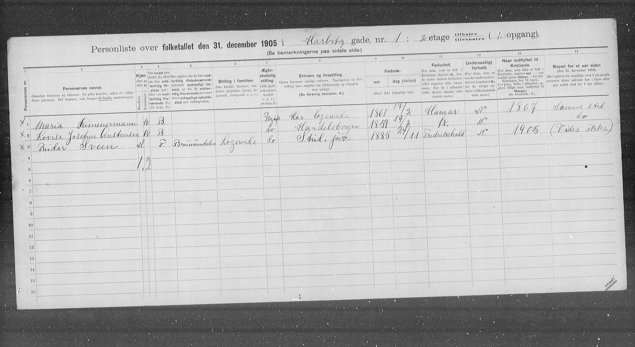 OBA, Municipal Census 1905 for Kristiania, 1905, p. 18040