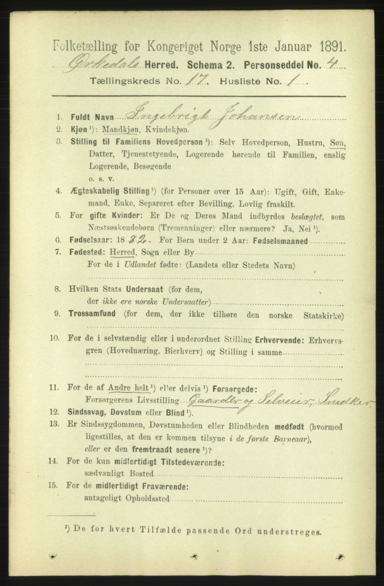 RA, 1891 census for 1638 Orkdal, 1891, p. 7389