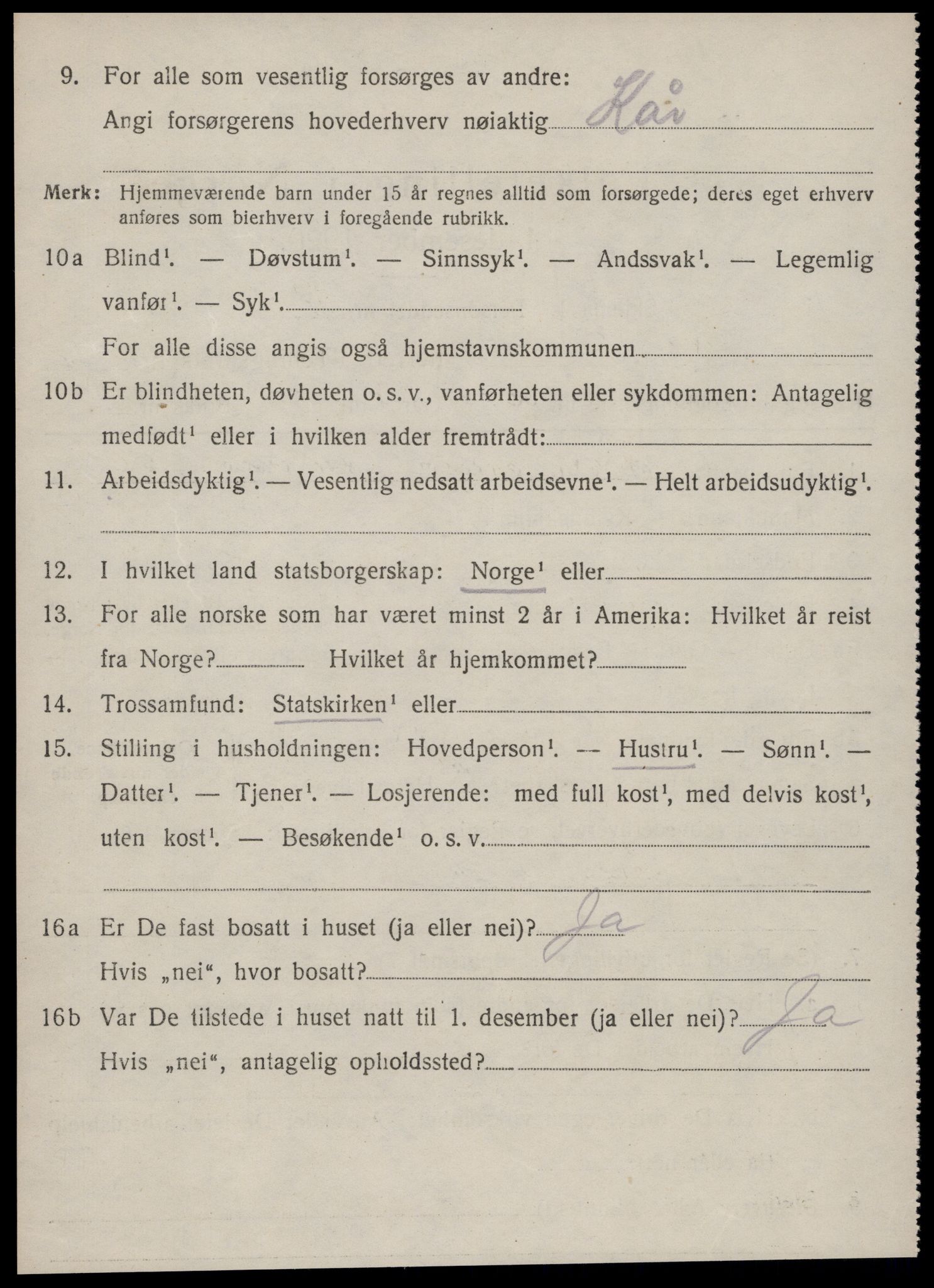 SAT, 1920 census for Stranda, 1920, p. 1246