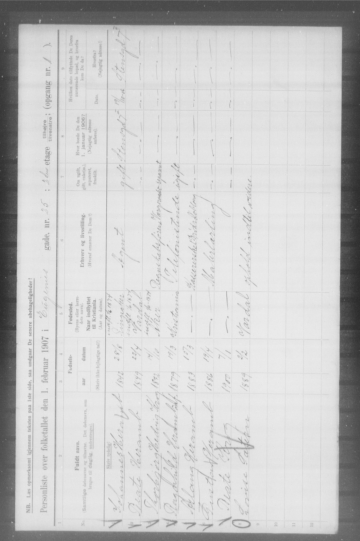 OBA, Municipal Census 1907 for Kristiania, 1907, p. 11555