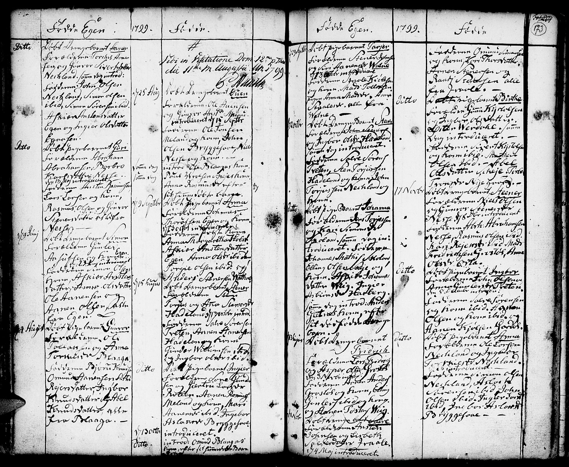 Hægebostad sokneprestkontor, AV/SAK-1111-0024/F/Fa/Faa/L0001: Parish register (official) no. A 1 /2, 1760-1823, p. 173