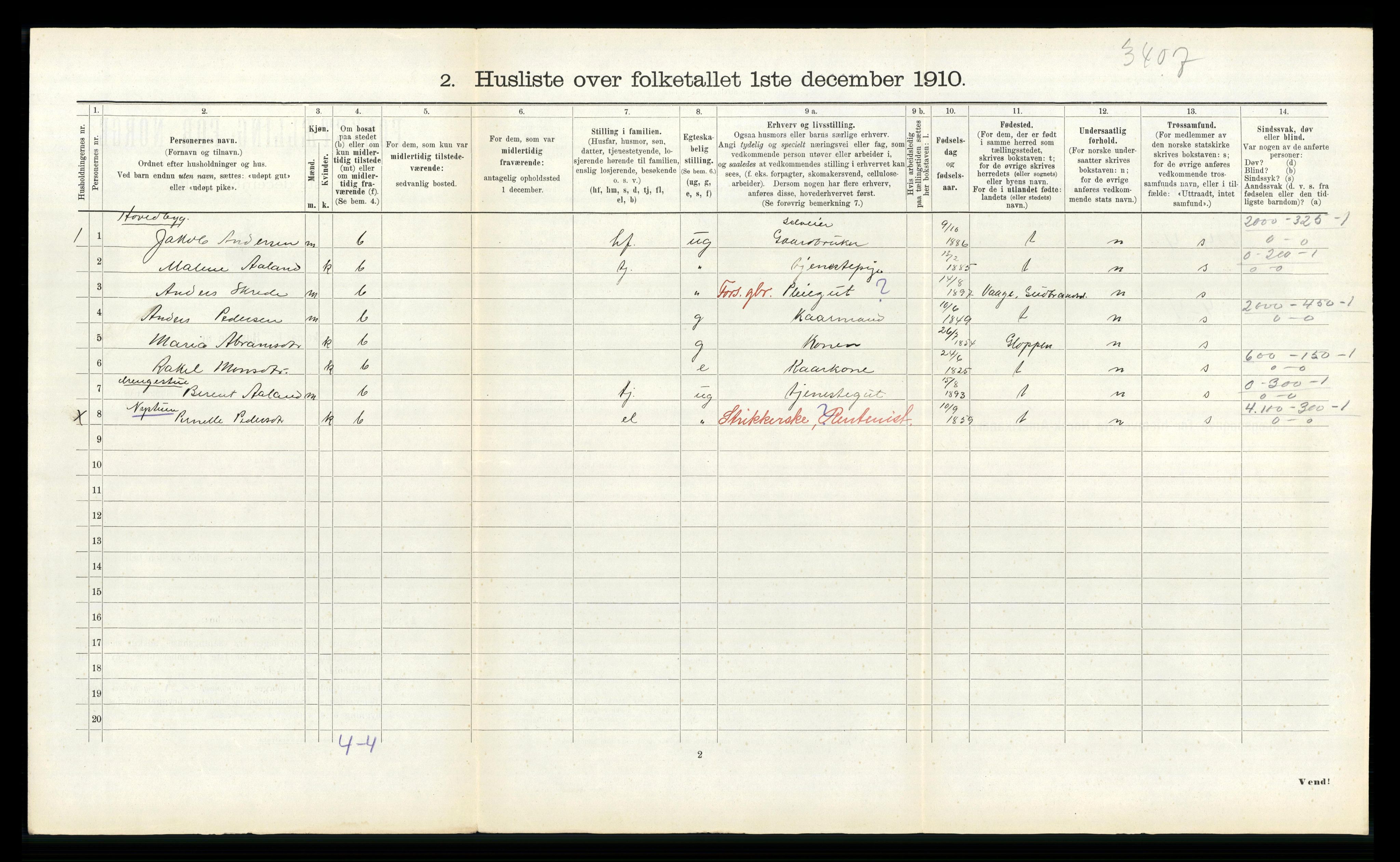 RA, 1910 census for Innvik, 1910, p. 113