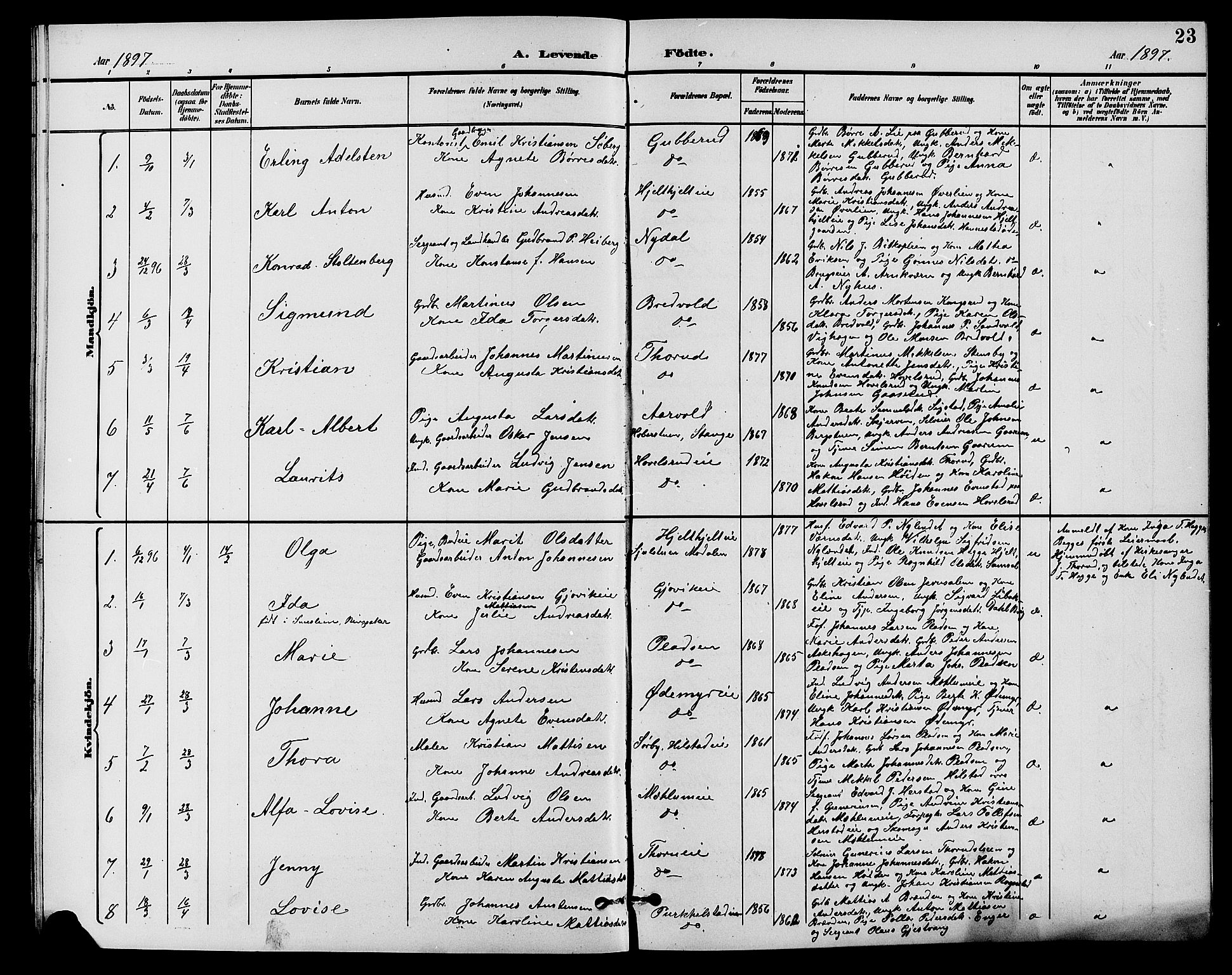 Nes prestekontor, Hedmark, AV/SAH-PREST-020/L/La/L0007: Parish register (copy) no. 7, 1892-1912, p. 23