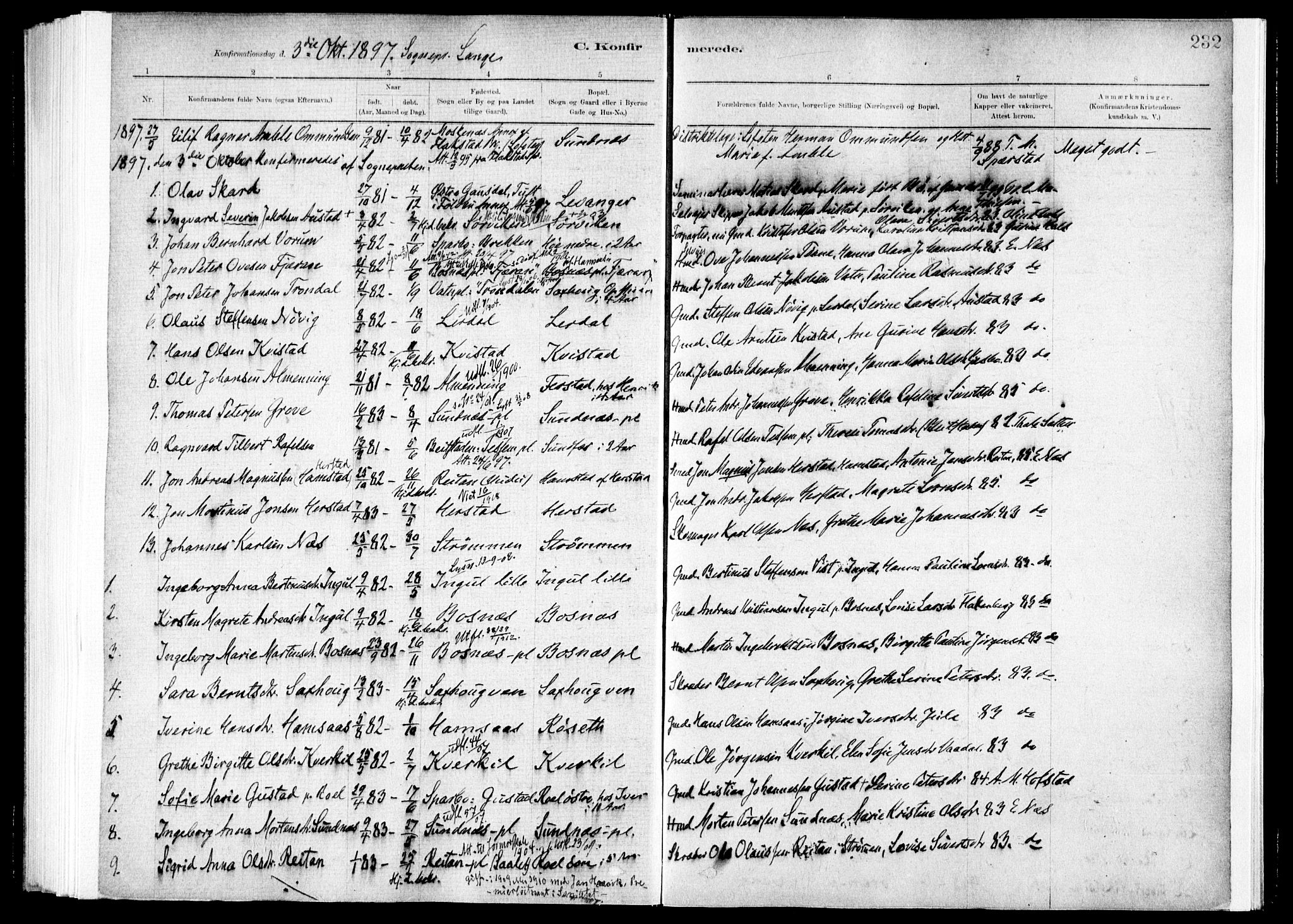 Ministerialprotokoller, klokkerbøker og fødselsregistre - Nord-Trøndelag, SAT/A-1458/730/L0285: Parish register (official) no. 730A10, 1879-1914, p. 232