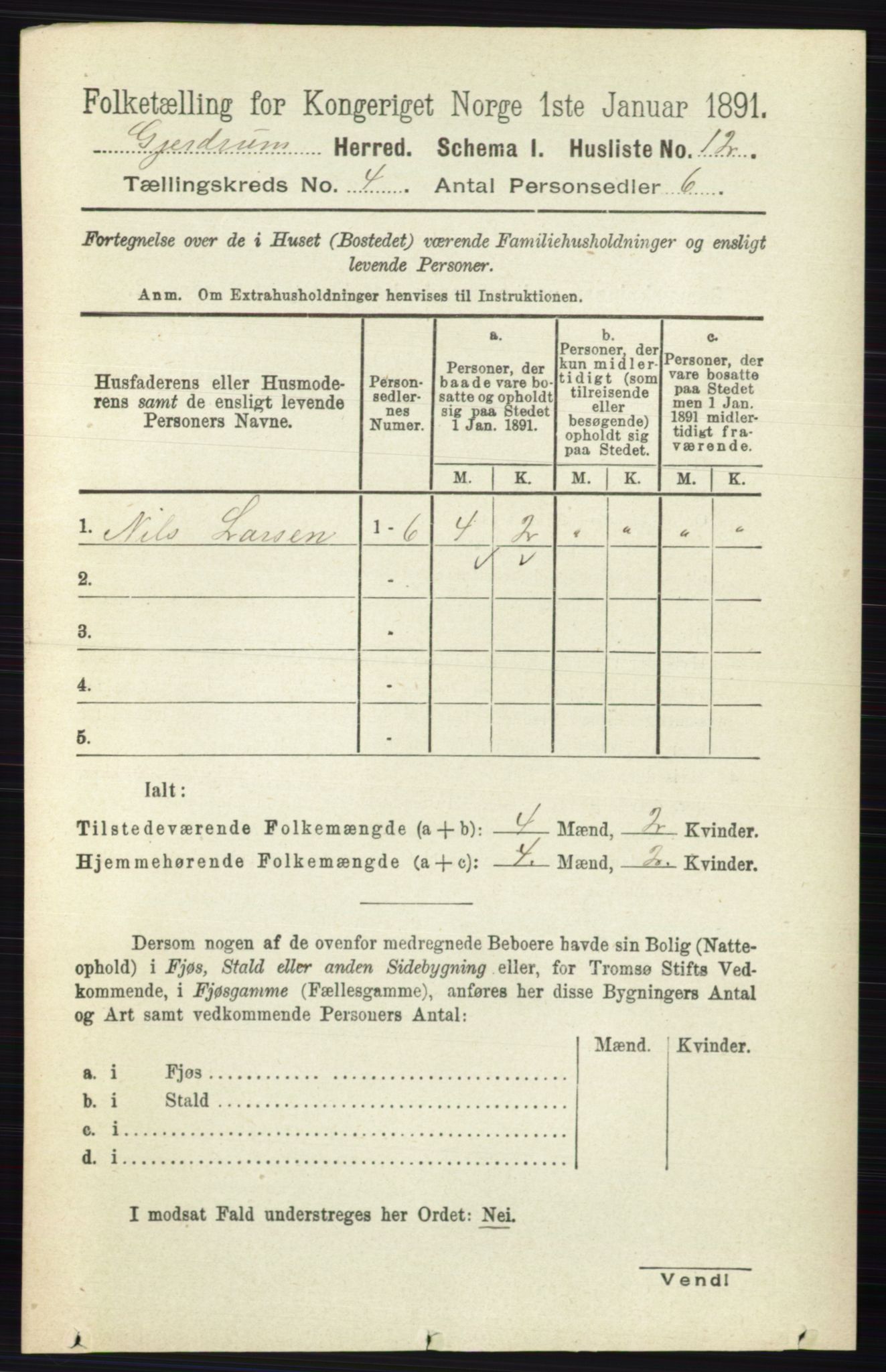 RA, 1891 census for 0234 Gjerdrum, 1891, p. 1761