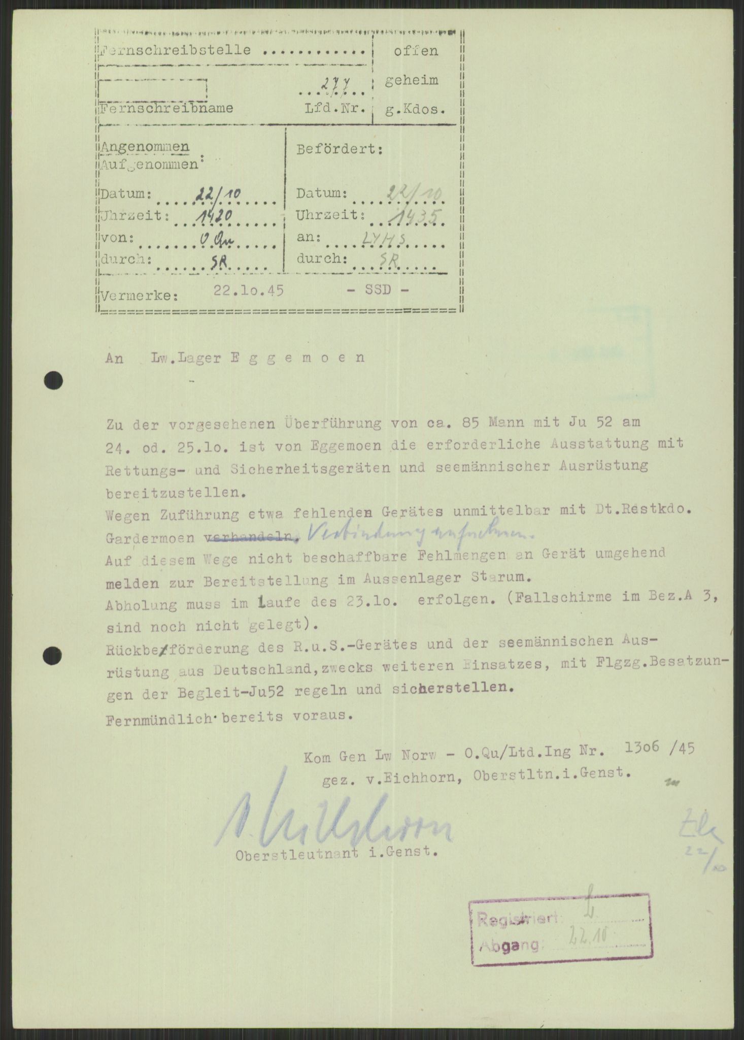 Deutscher Oberbefehlshaber Norwegen (DOBN), AV/RA-RAFA-2197/D/Di/L0066: AOK 20/WBN-DOBN Luftwaffe/Komm G. d.Dt.Lw. in Norwegen, 1945, p. 787