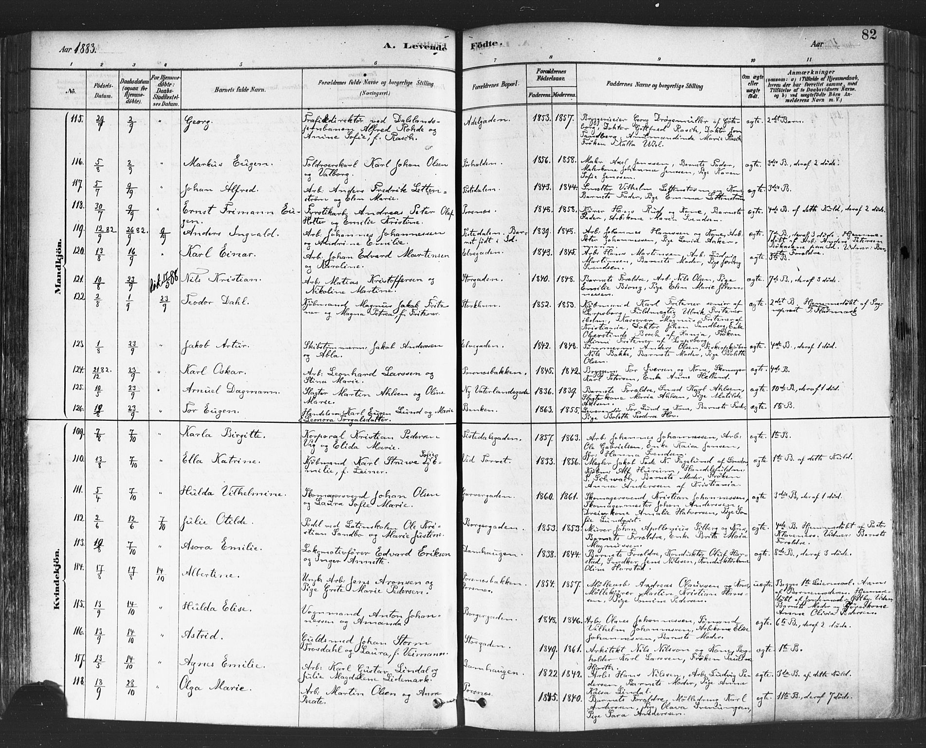 Halden prestekontor Kirkebøker, AV/SAO-A-10909/F/Fa/L0011: Parish register (official) no. I 11, 1878-1889, p. 82