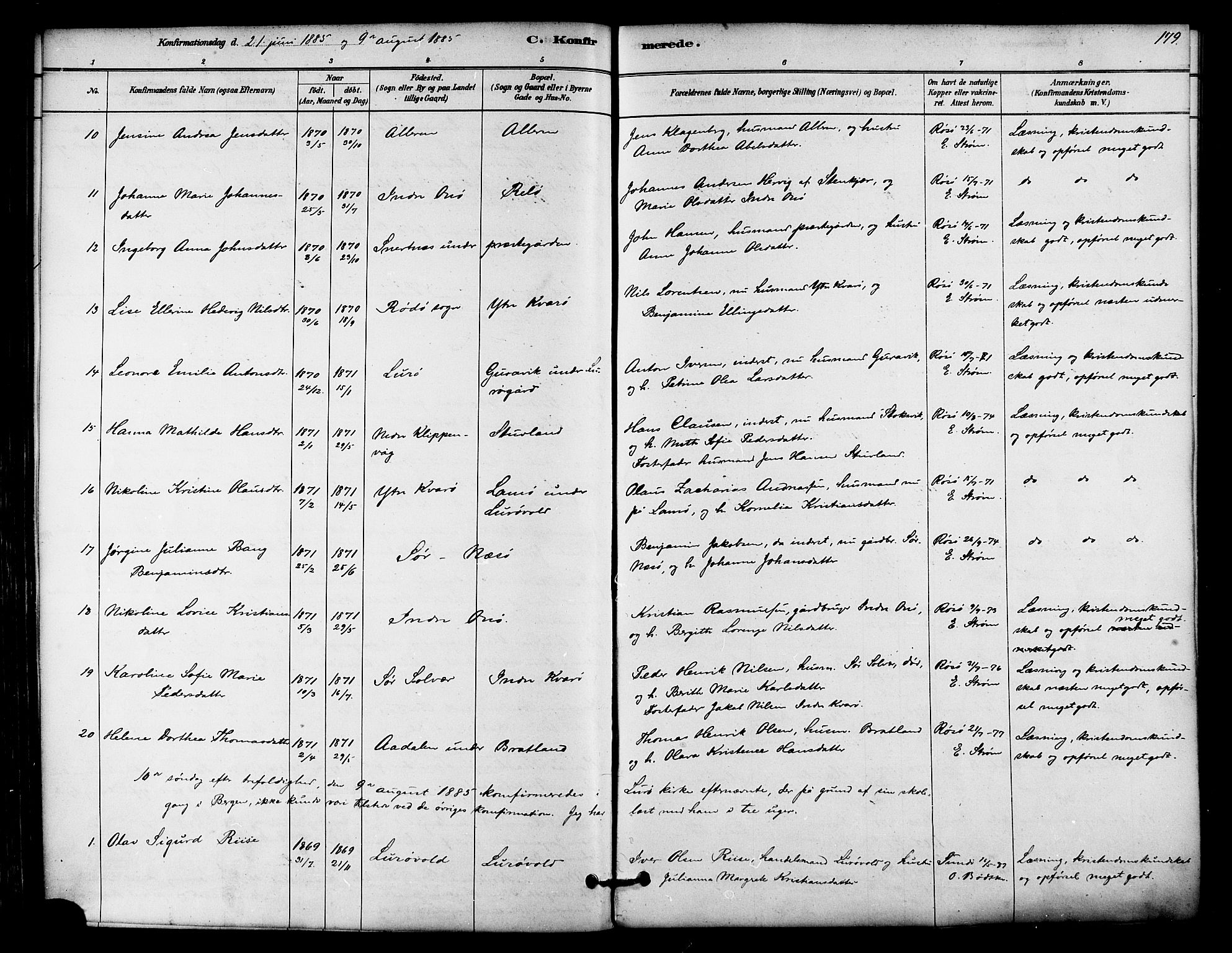 Ministerialprotokoller, klokkerbøker og fødselsregistre - Nordland, AV/SAT-A-1459/839/L0568: Parish register (official) no. 839A05, 1880-1902, p. 179