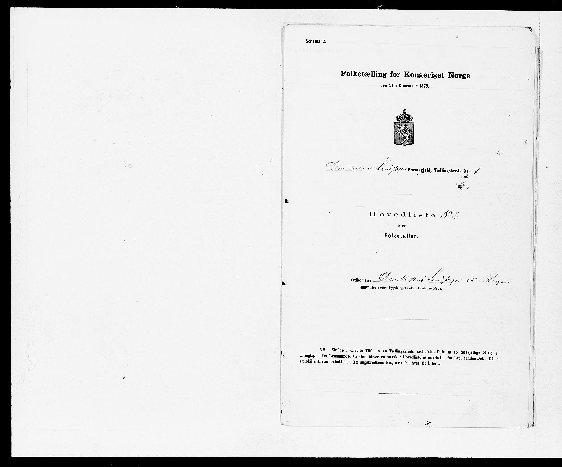 SAB, 1875 census for 1281L Bergen landdistrikt/Domkirken and Sandviken, 1875, p. 2