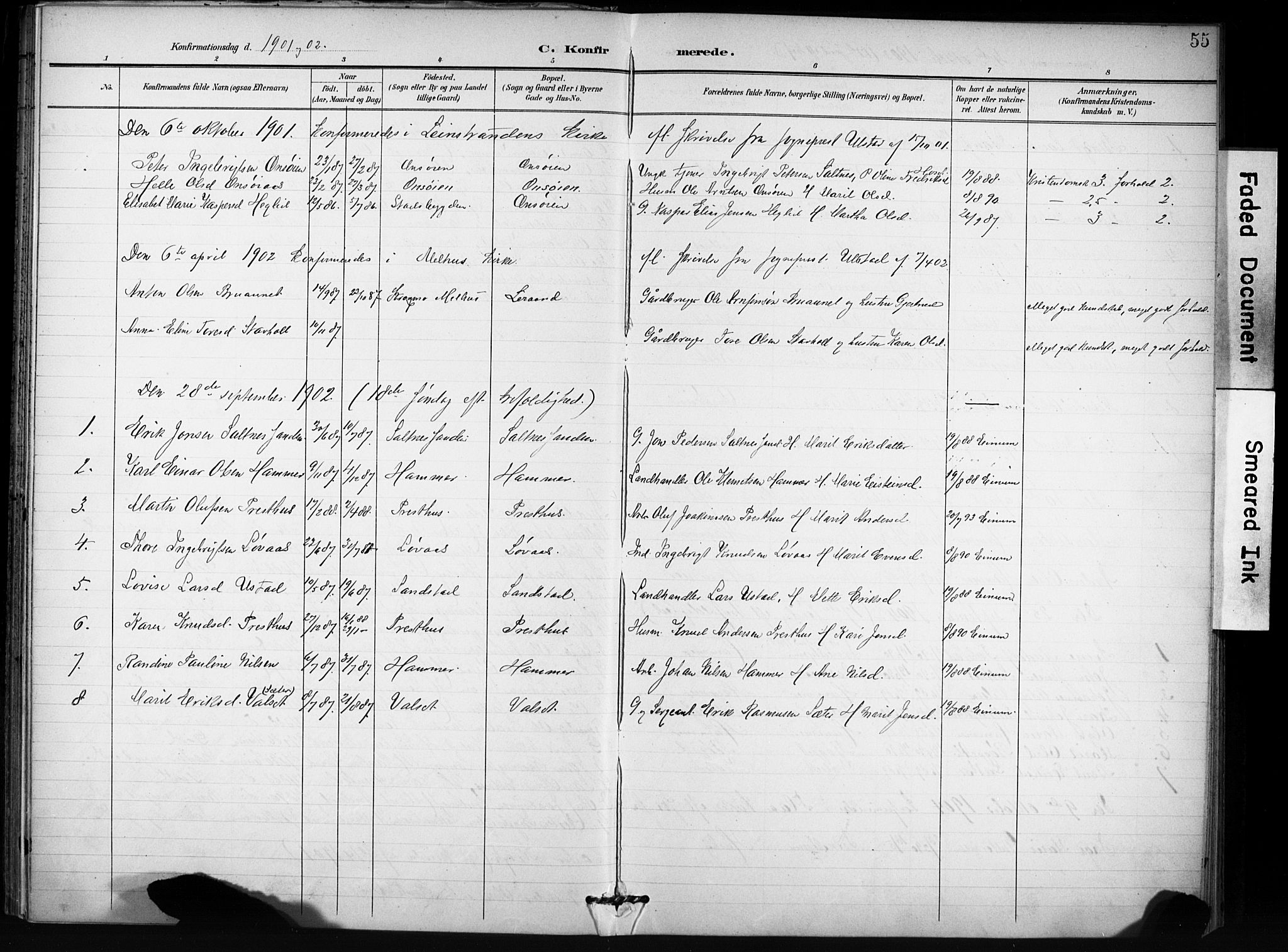 Ministerialprotokoller, klokkerbøker og fødselsregistre - Sør-Trøndelag, AV/SAT-A-1456/666/L0787: Parish register (official) no. 666A05, 1895-1908, p. 55