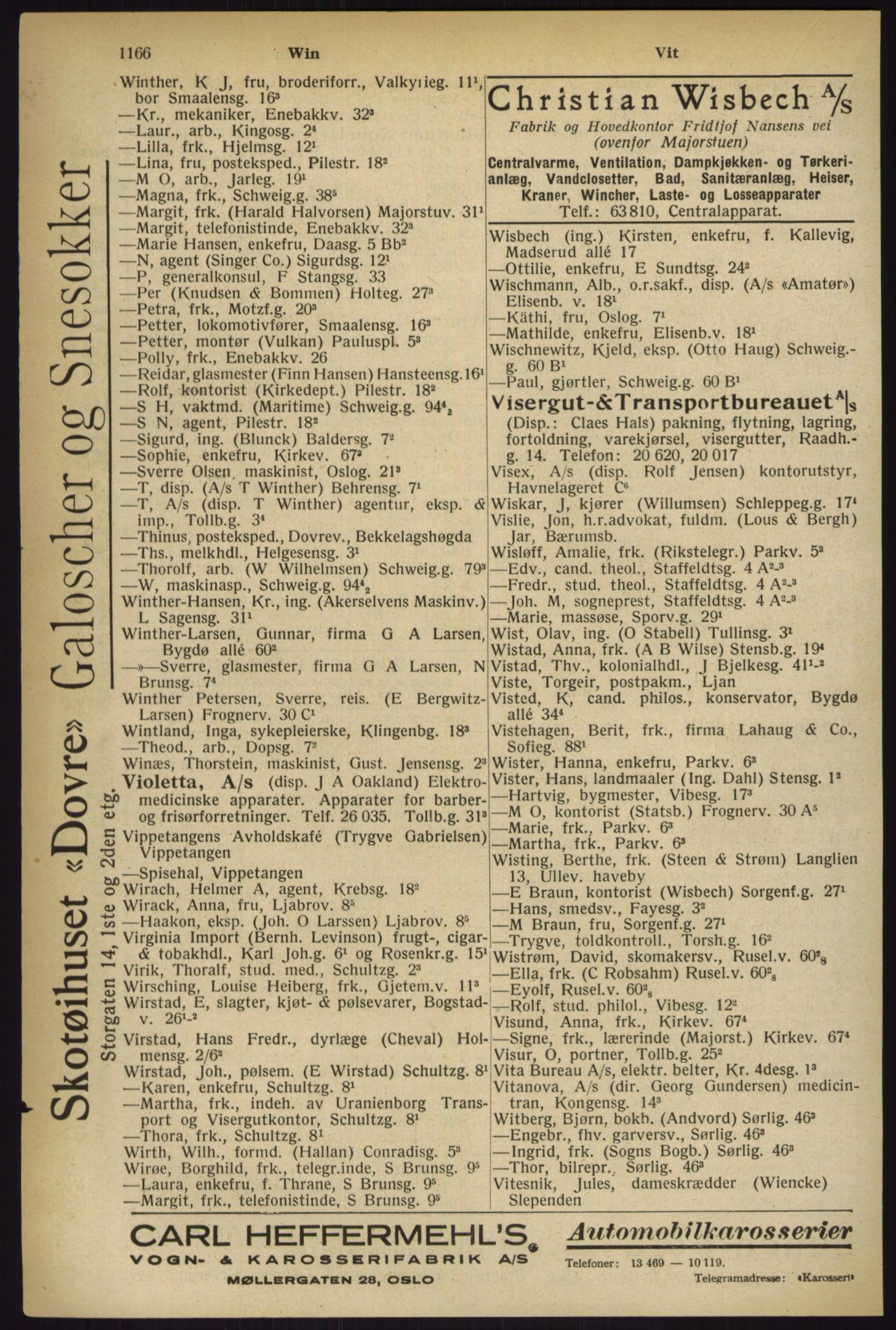 Kristiania/Oslo adressebok, PUBL/-, 1927, p. 1166