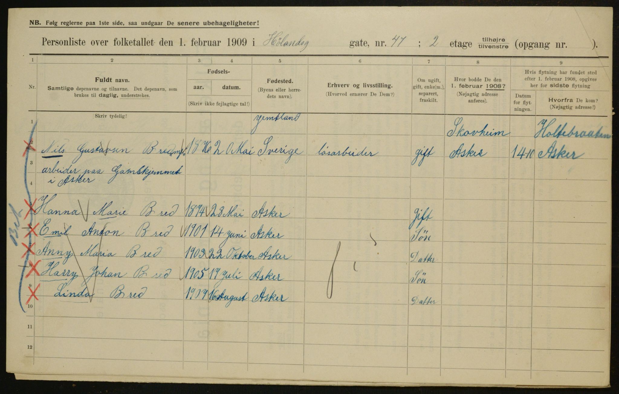 OBA, Municipal Census 1909 for Kristiania, 1909, p. 38765