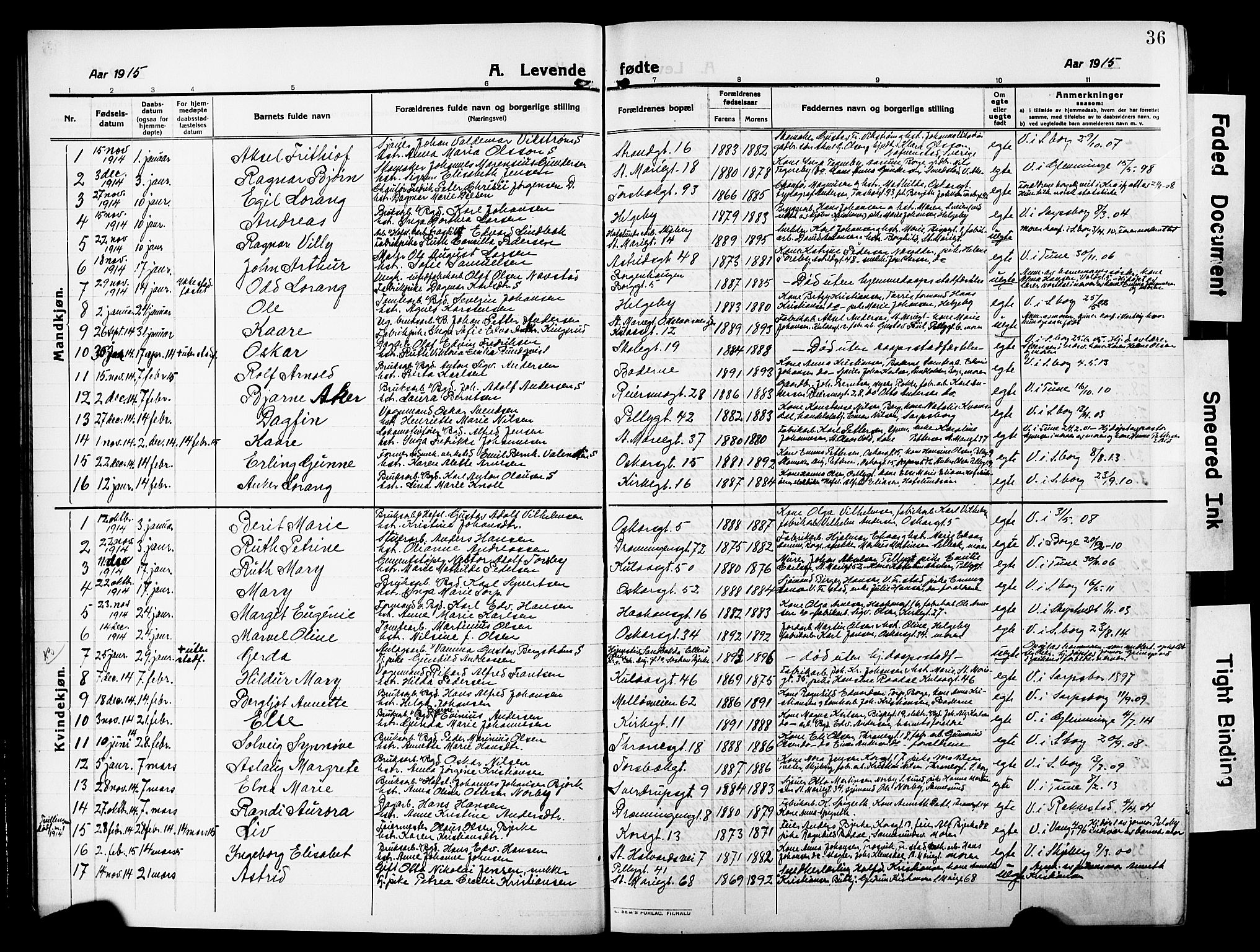 Sarpsborg prestekontor Kirkebøker, AV/SAO-A-2006/G/Ga/L0002: Parish register (copy) no. 2, 1912-1931, p. 36