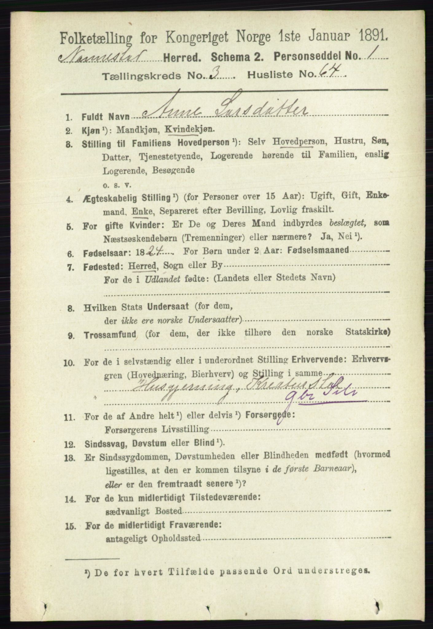 RA, 1891 census for 0238 Nannestad, 1891, p. 1835