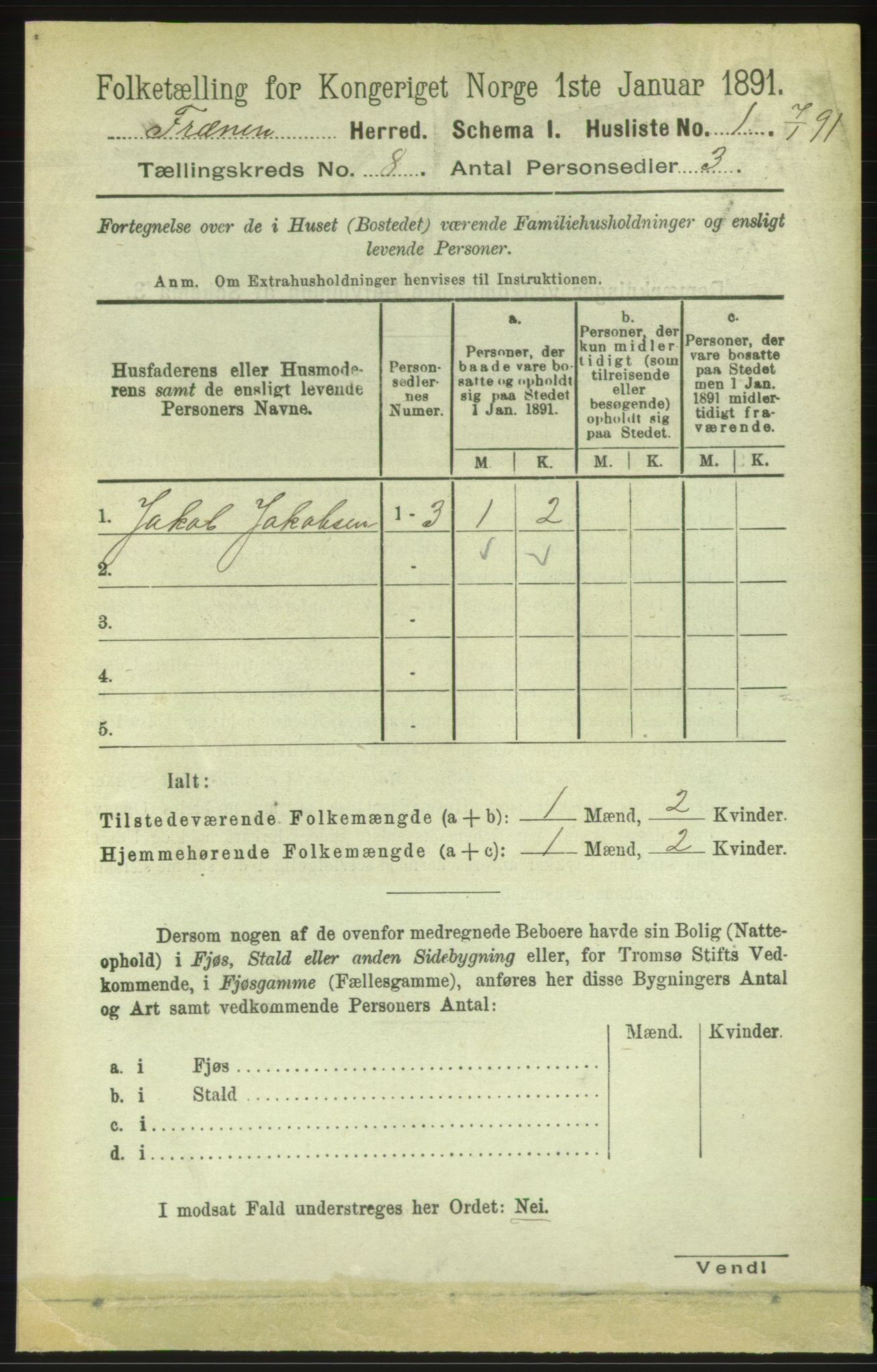 RA, 1891 census for 1548 Fræna, 1891, p. 2610