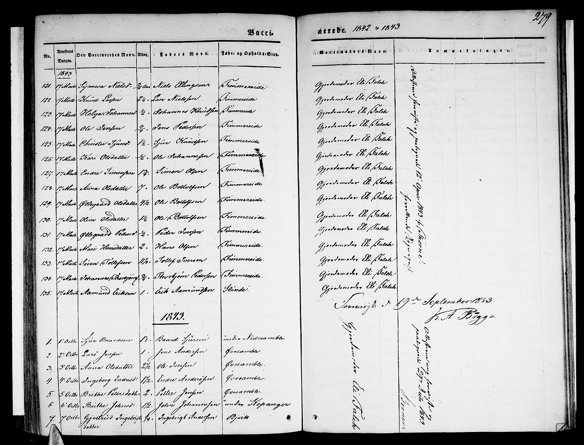 Sogndal sokneprestembete, AV/SAB-A-81301/H/Haa/Haaa/L0011: Parish register (official) no. A 11, 1839-1847, p. 279