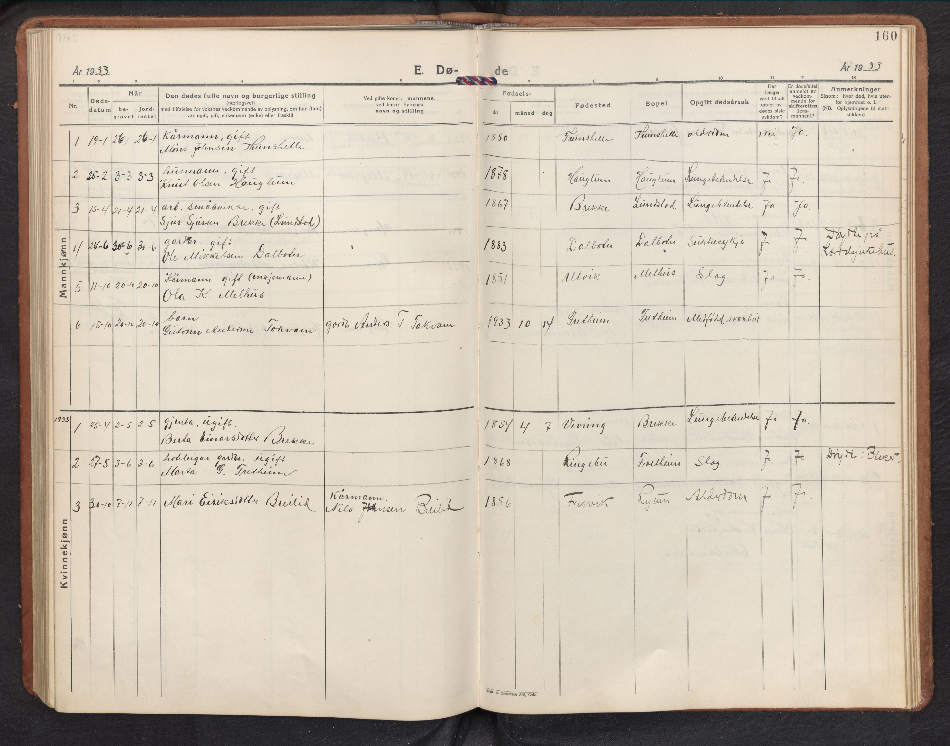 Aurland sokneprestembete, AV/SAB-A-99937/H/Hb/Hbb/L0003: Parish register (copy) no. B 3, 1929-1972, p. 159b-160a