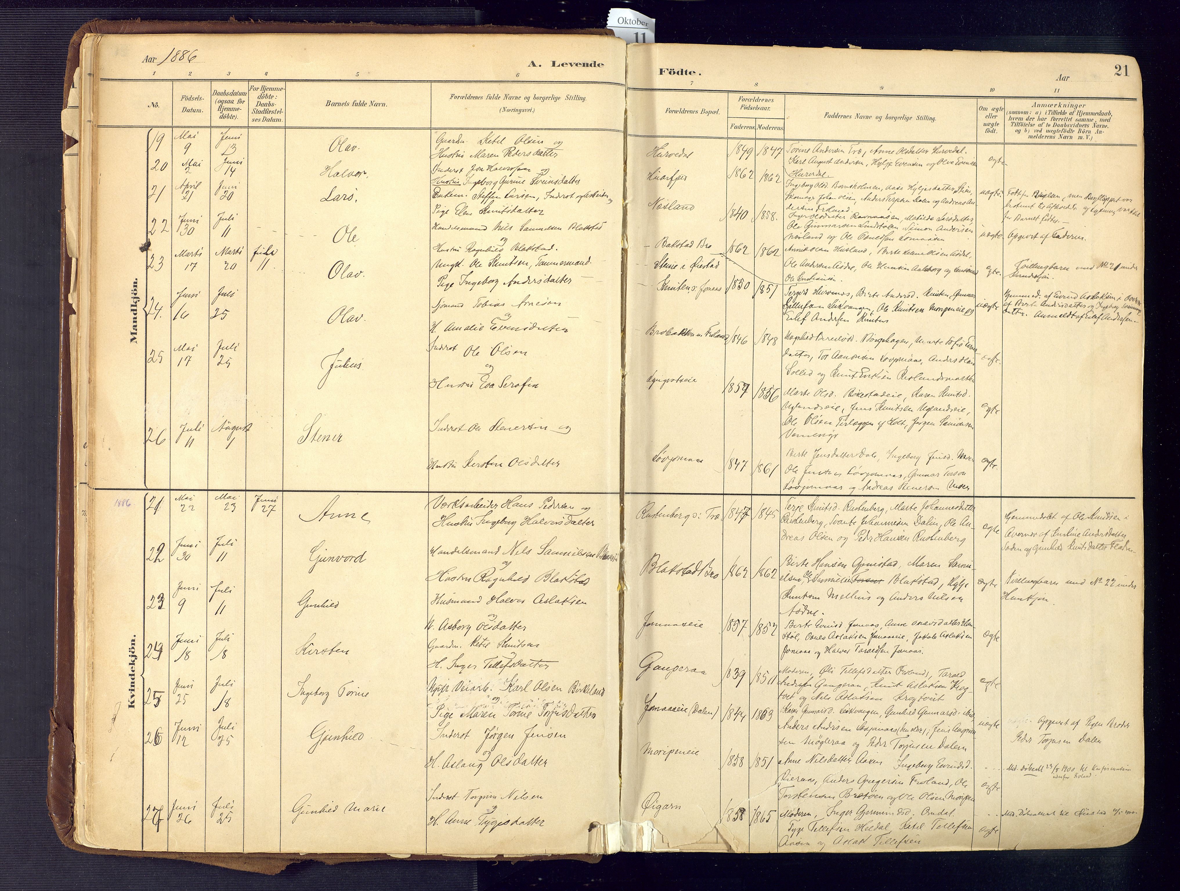 Froland sokneprestkontor, AV/SAK-1111-0013/F/Fa/L0005: Parish register (official) no. A 5, 1882-1921, p. 21