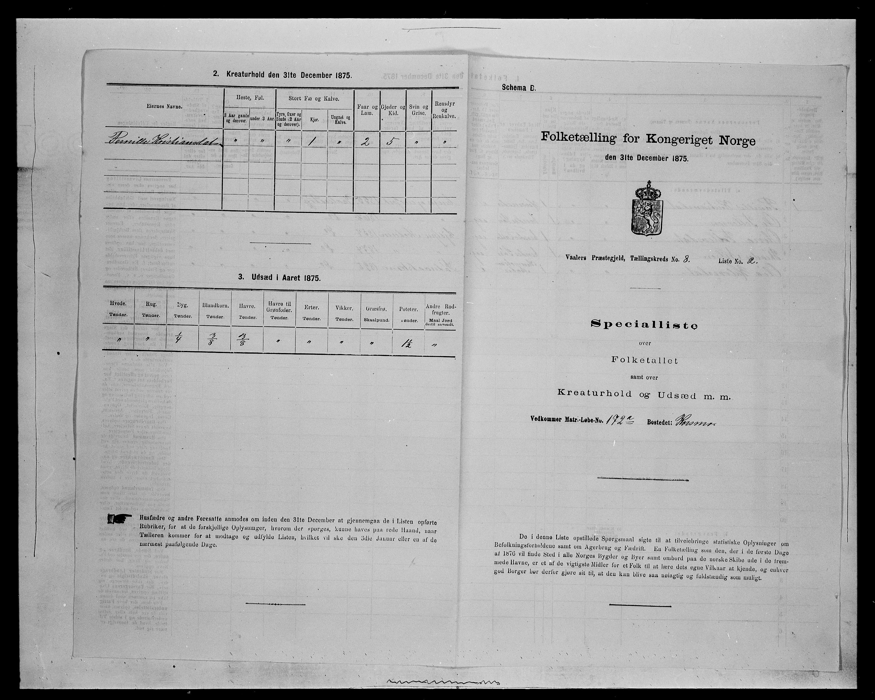 SAH, 1875 census for 0426P Våler parish (Hedmark), 1875, p. 1026