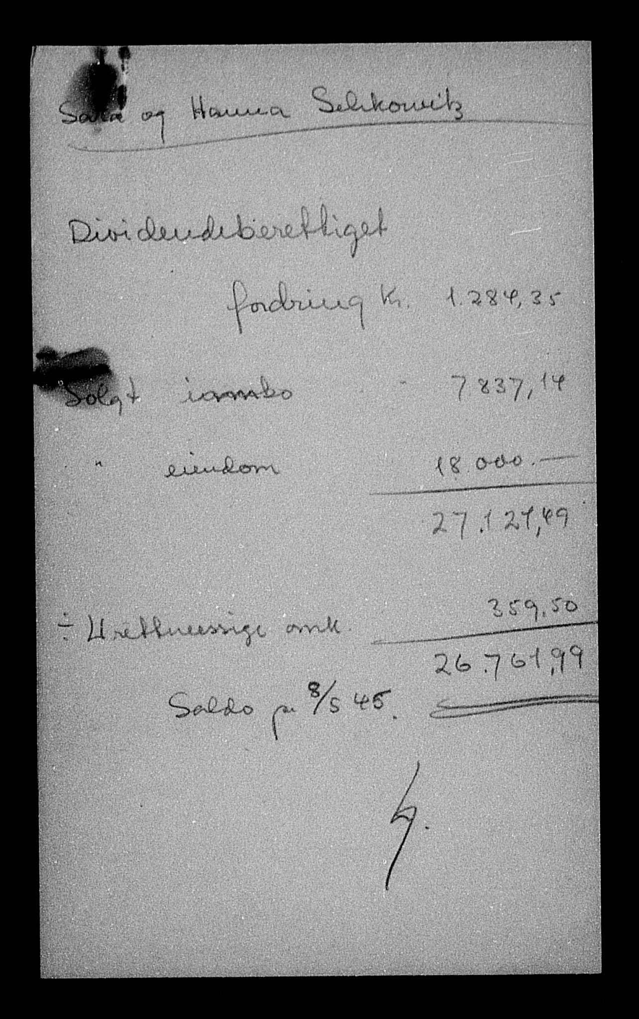 Justisdepartementet, Tilbakeføringskontoret for inndratte formuer, AV/RA-S-1564/H/Hc/Hcc/L0981: --, 1945-1947, p. 173