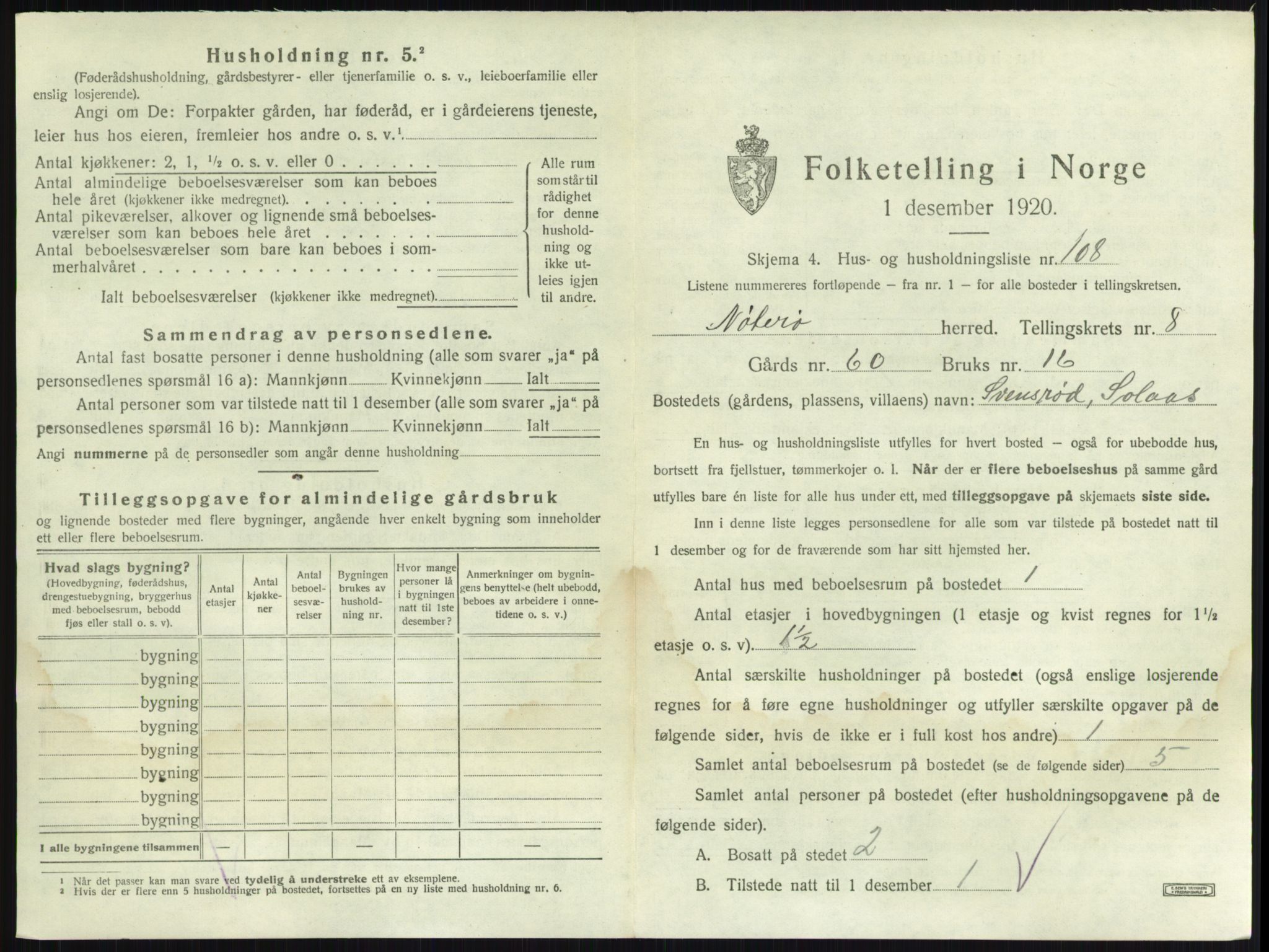 SAKO, 1920 census for Nøtterøy, 1920, p. 1717