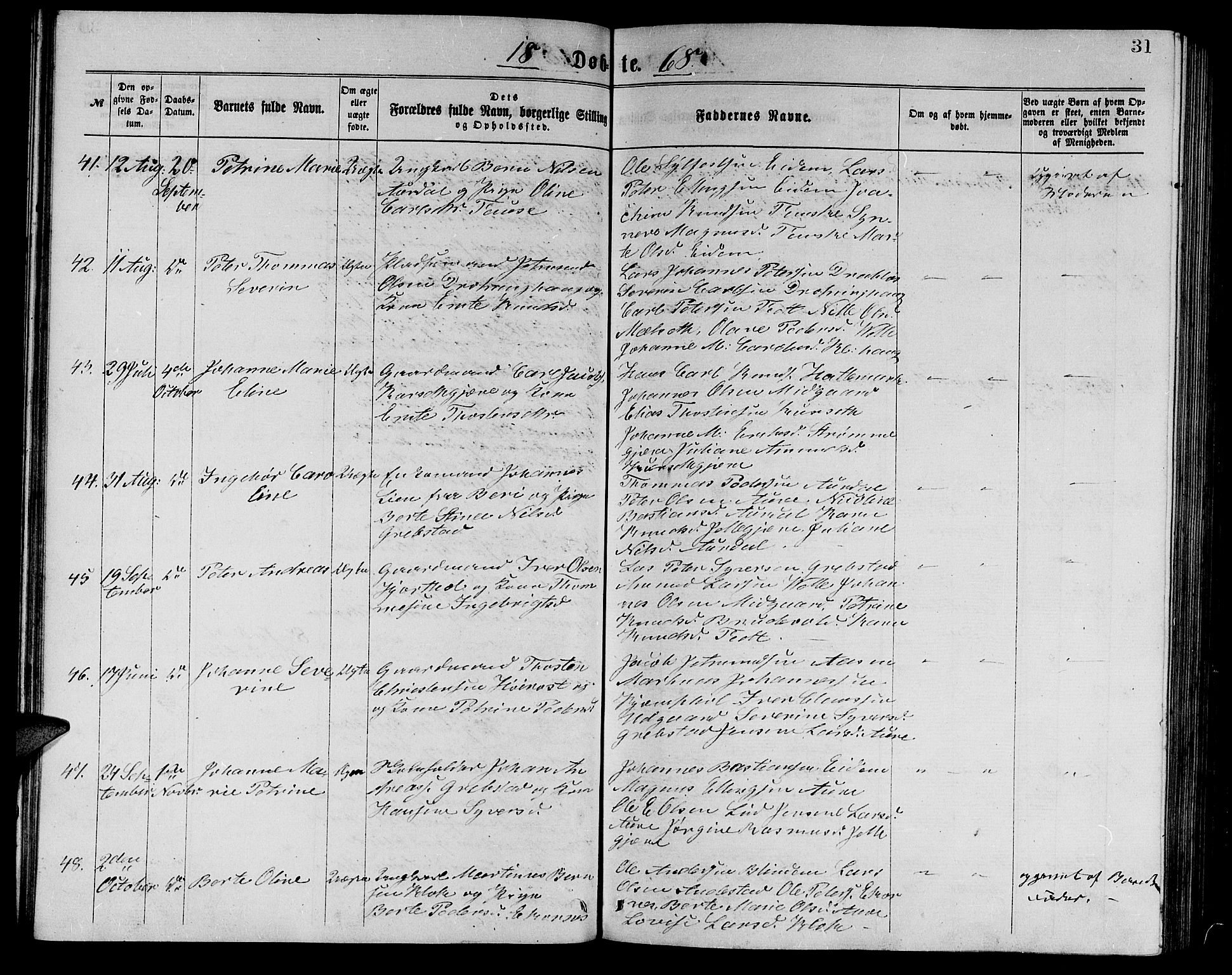 Ministerialprotokoller, klokkerbøker og fødselsregistre - Møre og Romsdal, AV/SAT-A-1454/523/L0338: Parish register (copy) no. 523C01, 1865-1877, p. 31