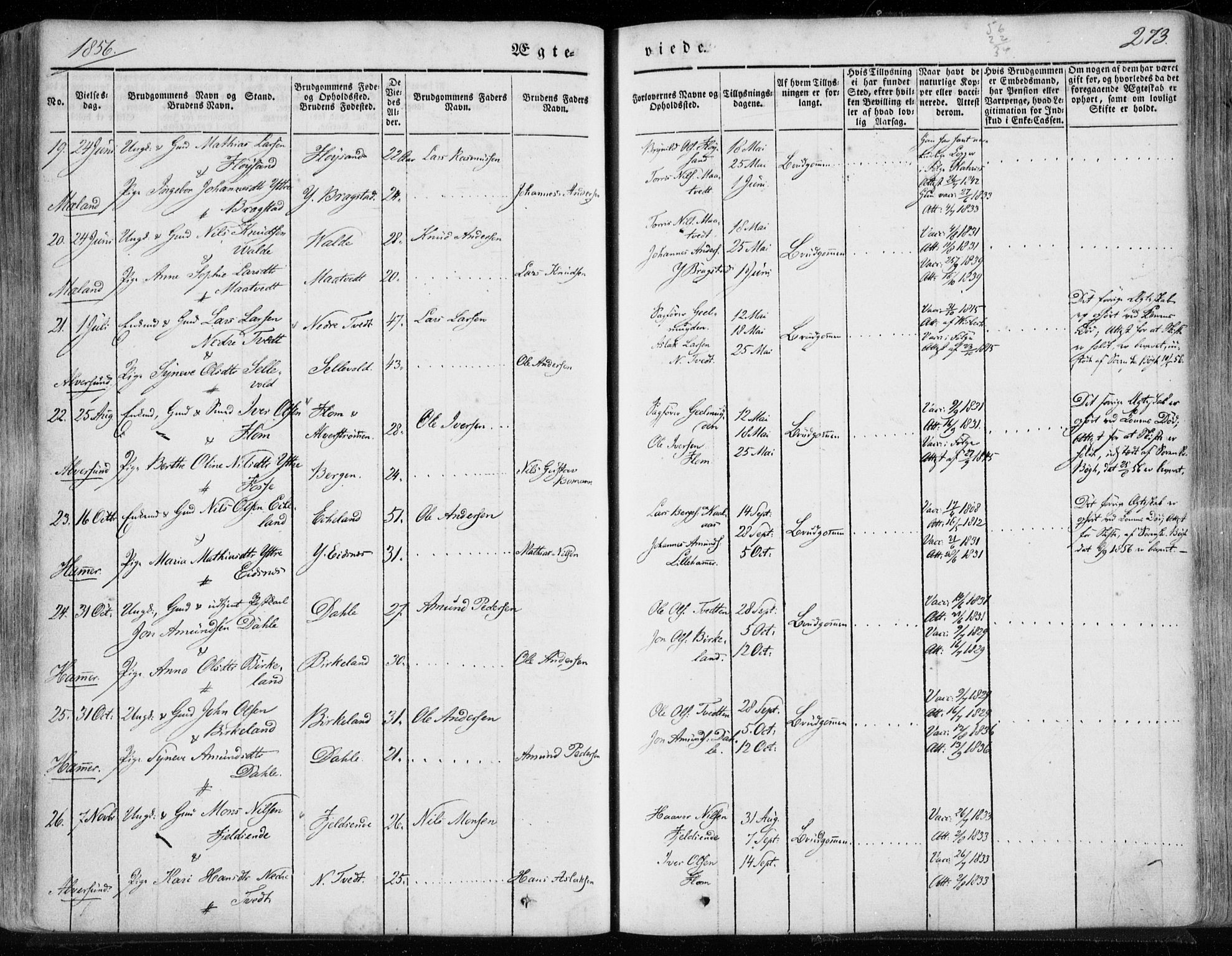 Hamre sokneprestembete, AV/SAB-A-75501/H/Ha/Haa/Haaa/L0013: Parish register (official) no. A 13, 1846-1857, p. 273