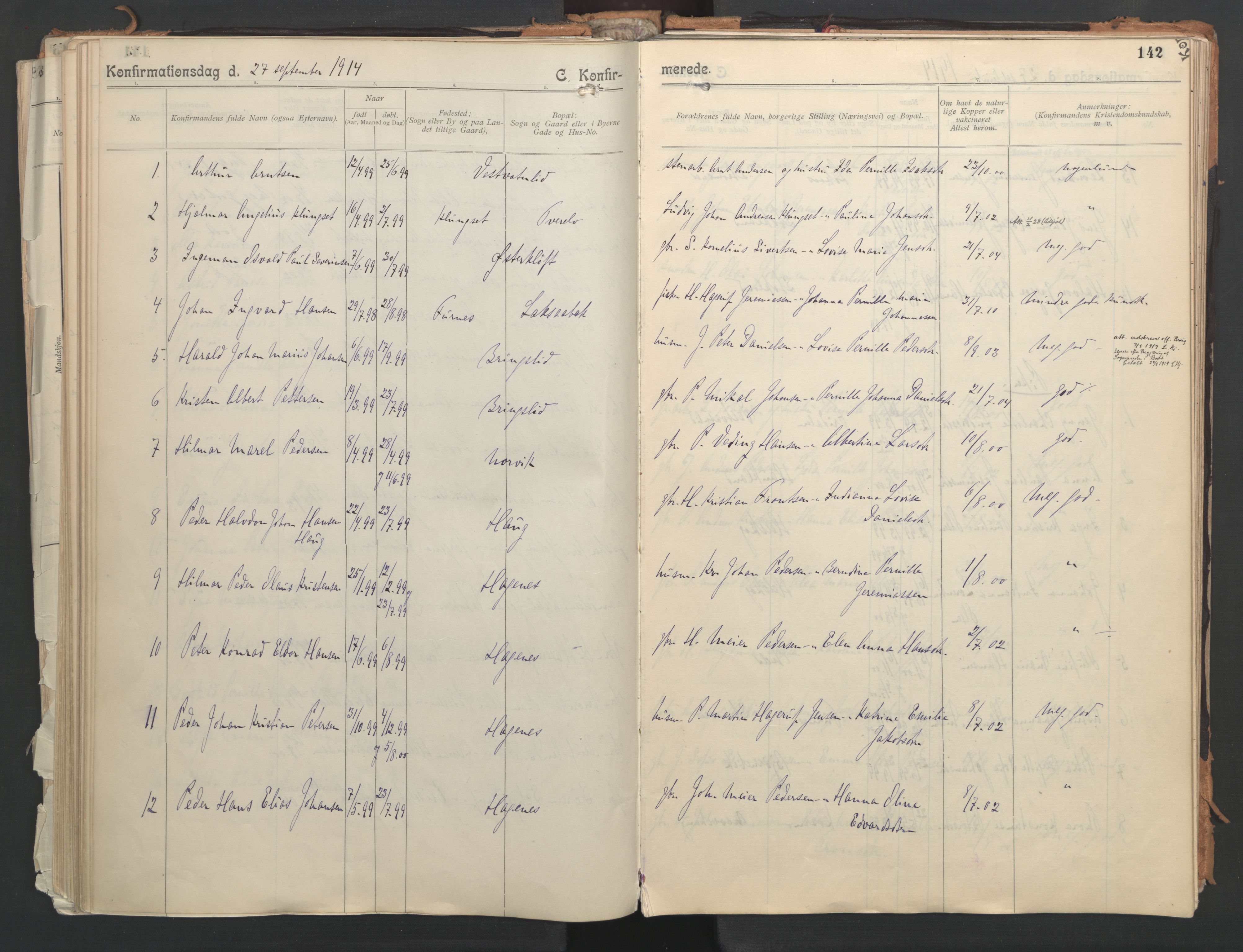 Ministerialprotokoller, klokkerbøker og fødselsregistre - Nordland, AV/SAT-A-1459/851/L0724: Parish register (official) no. 851A01, 1901-1922, p. 142