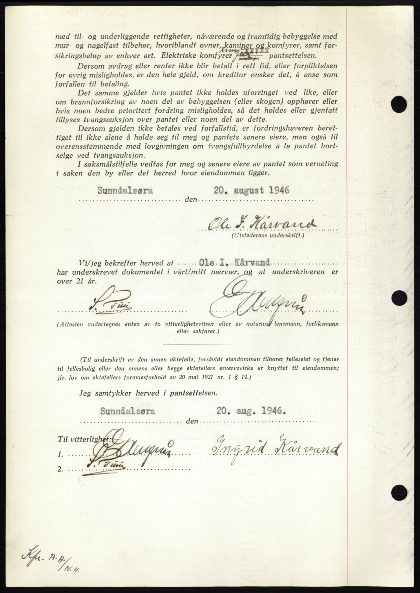 Nordmøre sorenskriveri, AV/SAT-A-4132/1/2/2Ca: Mortgage book no. B94, 1946-1946, Diary no: : 1959/1946